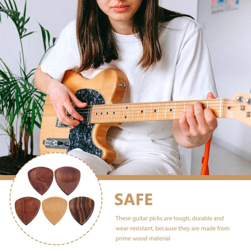 Alasum Pick Storage Box - Elegant Wooden Guitar Holder with 2 Natural Wood Picks Portable and Stylish Case for Guitar Accessories - Image 5