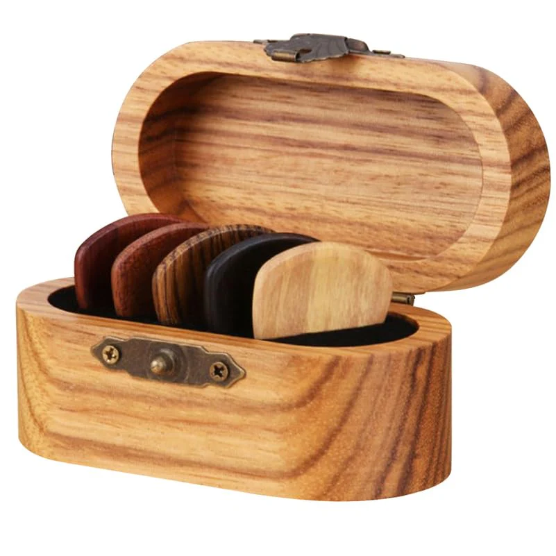 Alasum Pick Storage Box - Elegant Wooden Guitar Holder with 2 Natural Wood Picks Portable and Stylish Case for Guitar Accessories - Image 9