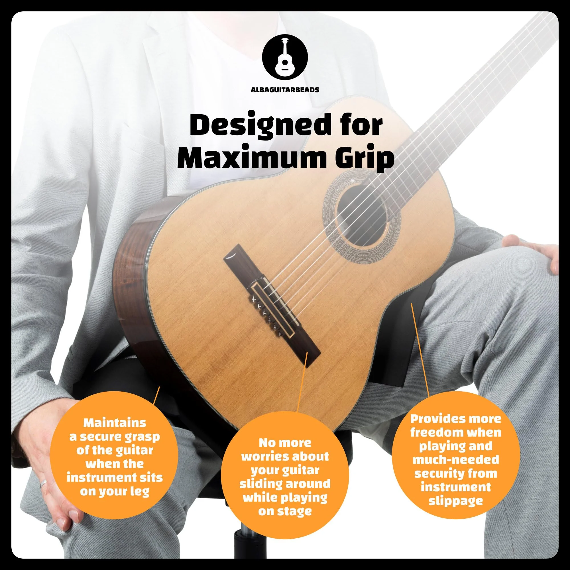 ALBA GUITAR GRASP – ANTI-SLIP BAND, Neoprene band, Non-slip, Size Large, Black… - Image 5
