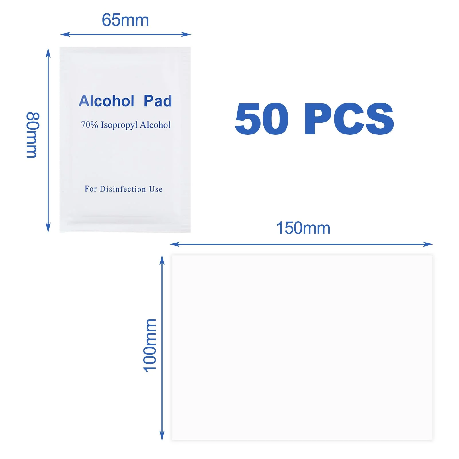 Alcohol Pads 10 x 15 cm, Alcohol Wipes, Screen Cleaning Cloths, Individually Packed, for Cleaning Mobile Phones, Toys, Keyboard, Table and Chairs Pack of 50 10 x 15 cm. - Image 2