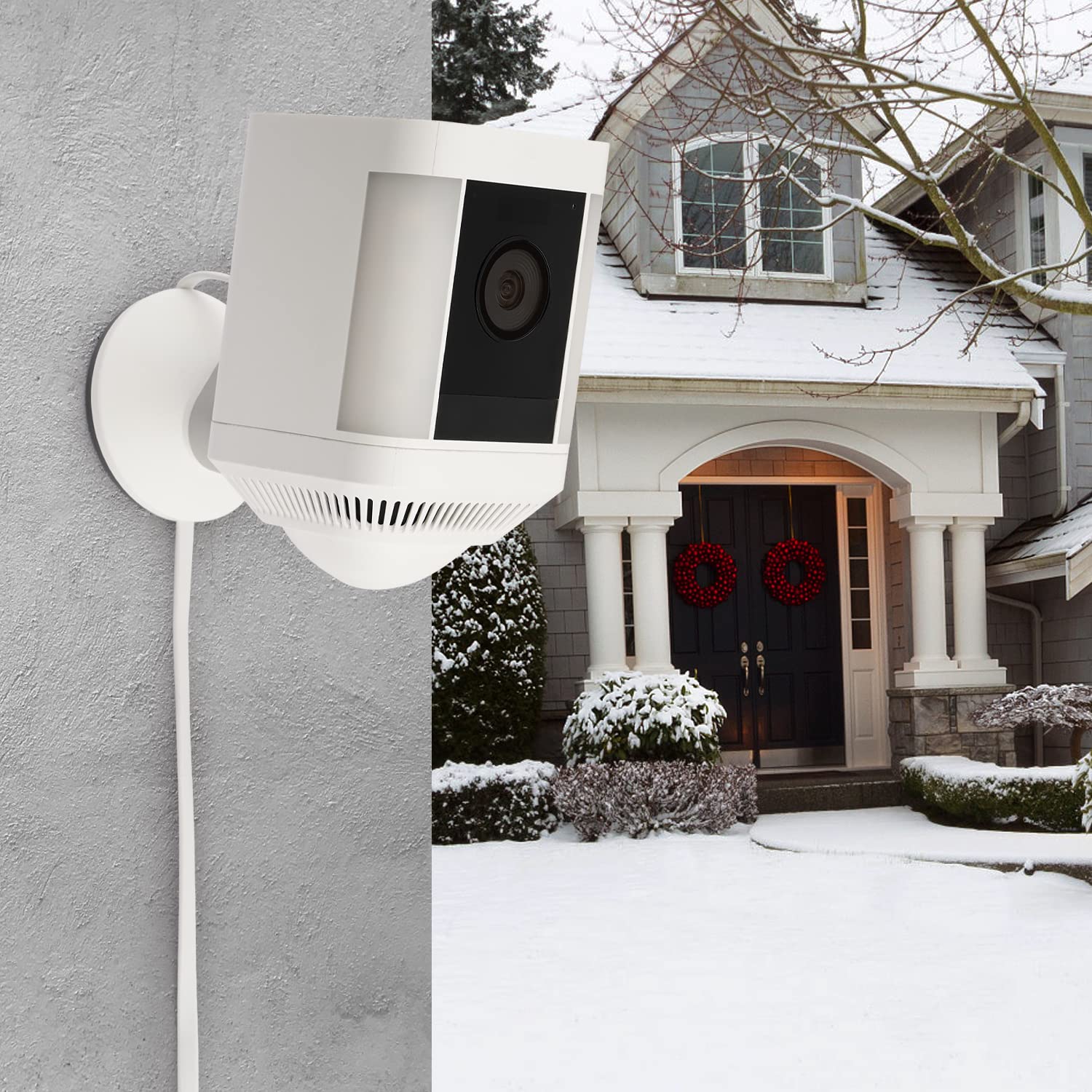 ALERTCAM Power Adapter for Ring Spotlight Cam Plus/Pro (Battery), with 25Ft/7.5m Flat Weatherproof Outdoor Cable Continuously Power Your Ring Camera - White - Image 3