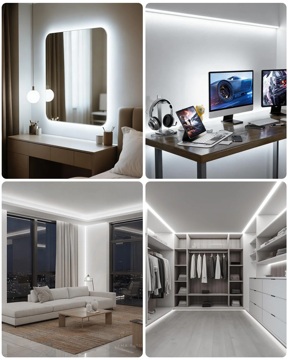 ALITOVE 32.8ft COB Led Strip Light White 6500K Super Bright 24V LED Rope Lights with Remote Dimmable 3200LEDs CRI90+ Uniform Glow LED Tape Light for Mirror Under Cabinet Living Room Study Wardrobe 32.8FT 24V Daylight White(With Power) - Image 4