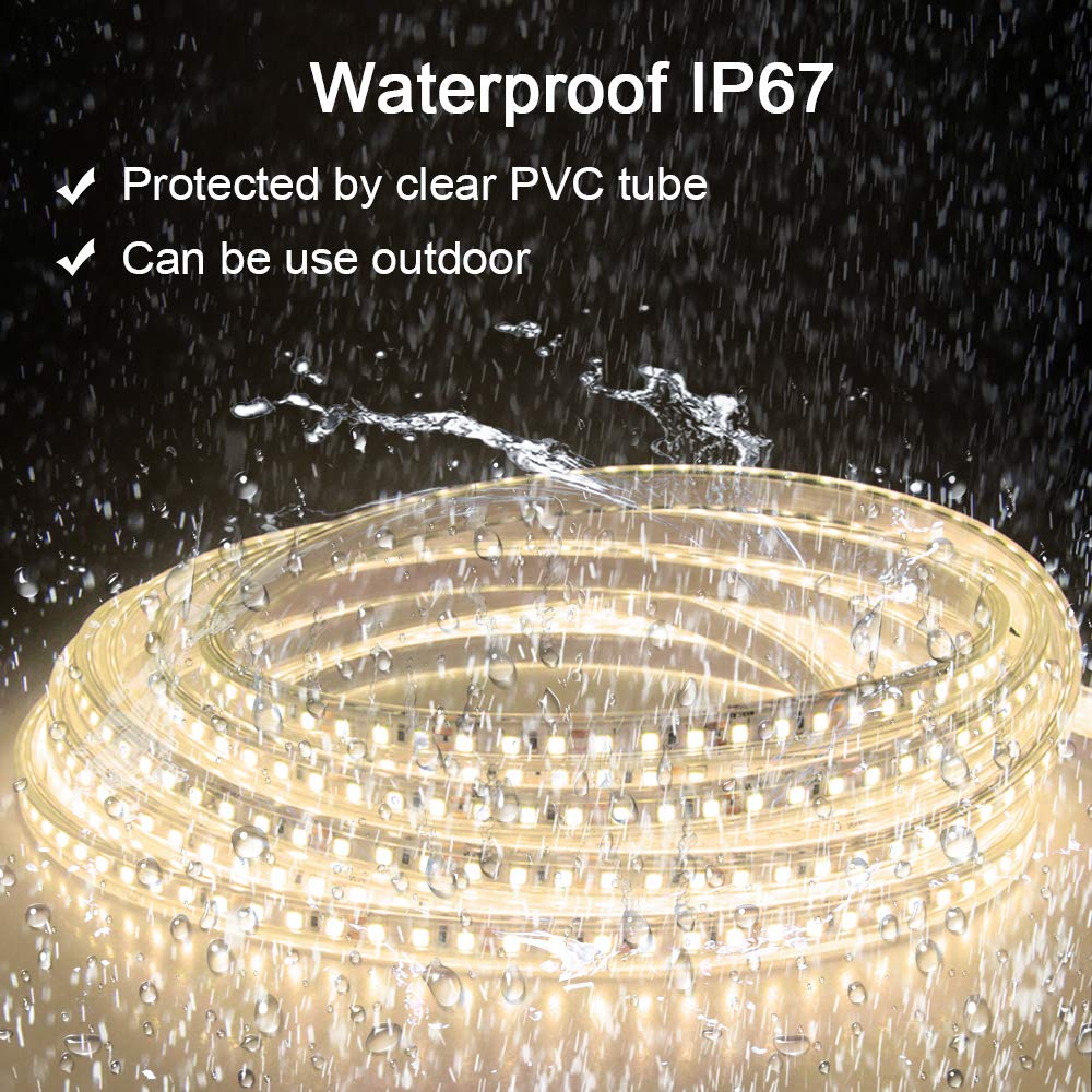 ALITOVE LED Strip Lights Warm White Waterproof 32.8ft 1200 LEDs 2835 SMD 24V DC 3500K Outdoor LED Flexible Ribbon for Kitchen Bedroom Garden Under-cabinet Backyard Hallways(No Power Supply & Adhesive) SMD 10M IP67 - Image 6