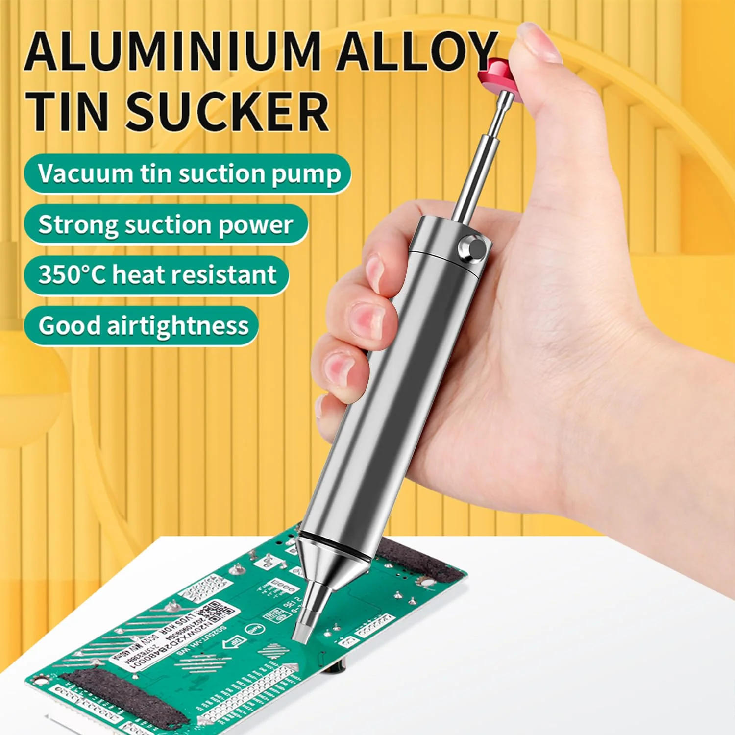 All-Metal Vacuum Soldering Extraction Desoldering Pump, with 2 Silicone Nozzles and 2 Soldering Wires, High Suction Power, High Temperature Resistant, Perfect Desoldering Tool for Soldering Removal 1 - Image 6