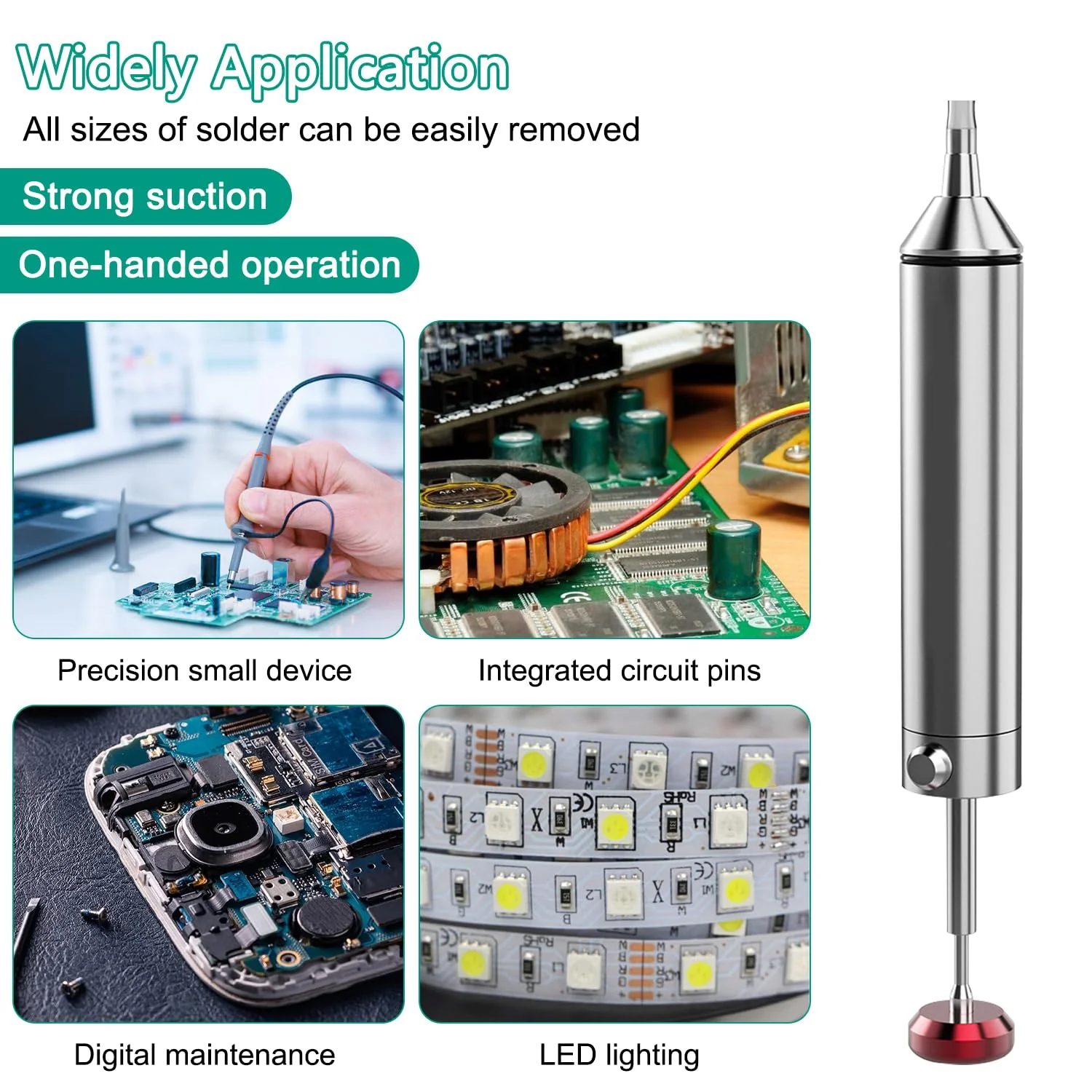 All-Metal Vacuum Soldering Extraction Desoldering Pump, with 2 Silicone Nozzles and 2 Soldering Wires, High Suction Power, High Temperature Resistant, Perfect Desoldering Tool for Soldering Removal 1 - Image 7