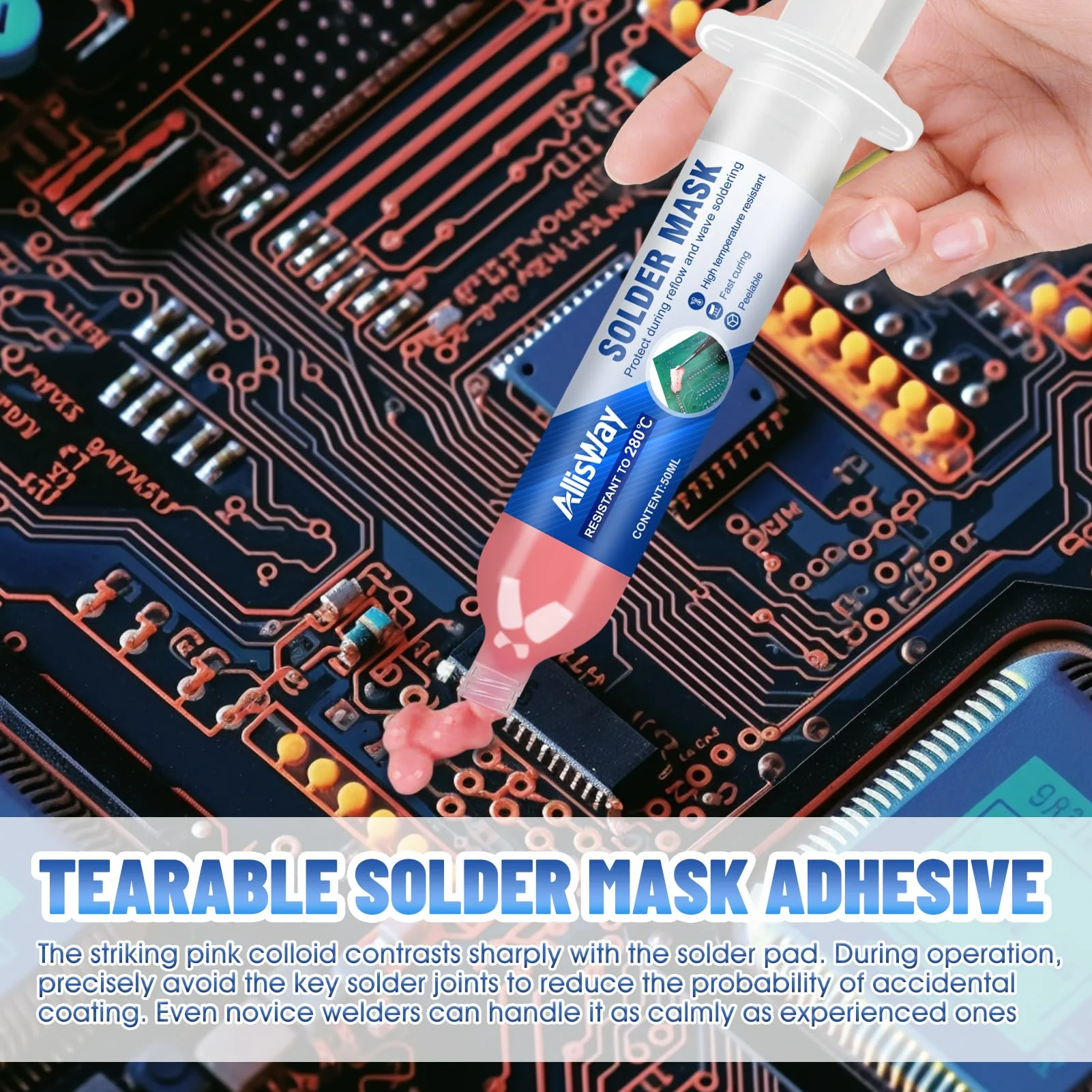 AllisWay Soldering Stop Paint, Insulation Paint Electronics, Replacement for Adhesive Tape, Heat Resistant, Easy to Peel, High Temperature Resistance, Suitable for Welding Electronic Components such - Image 4