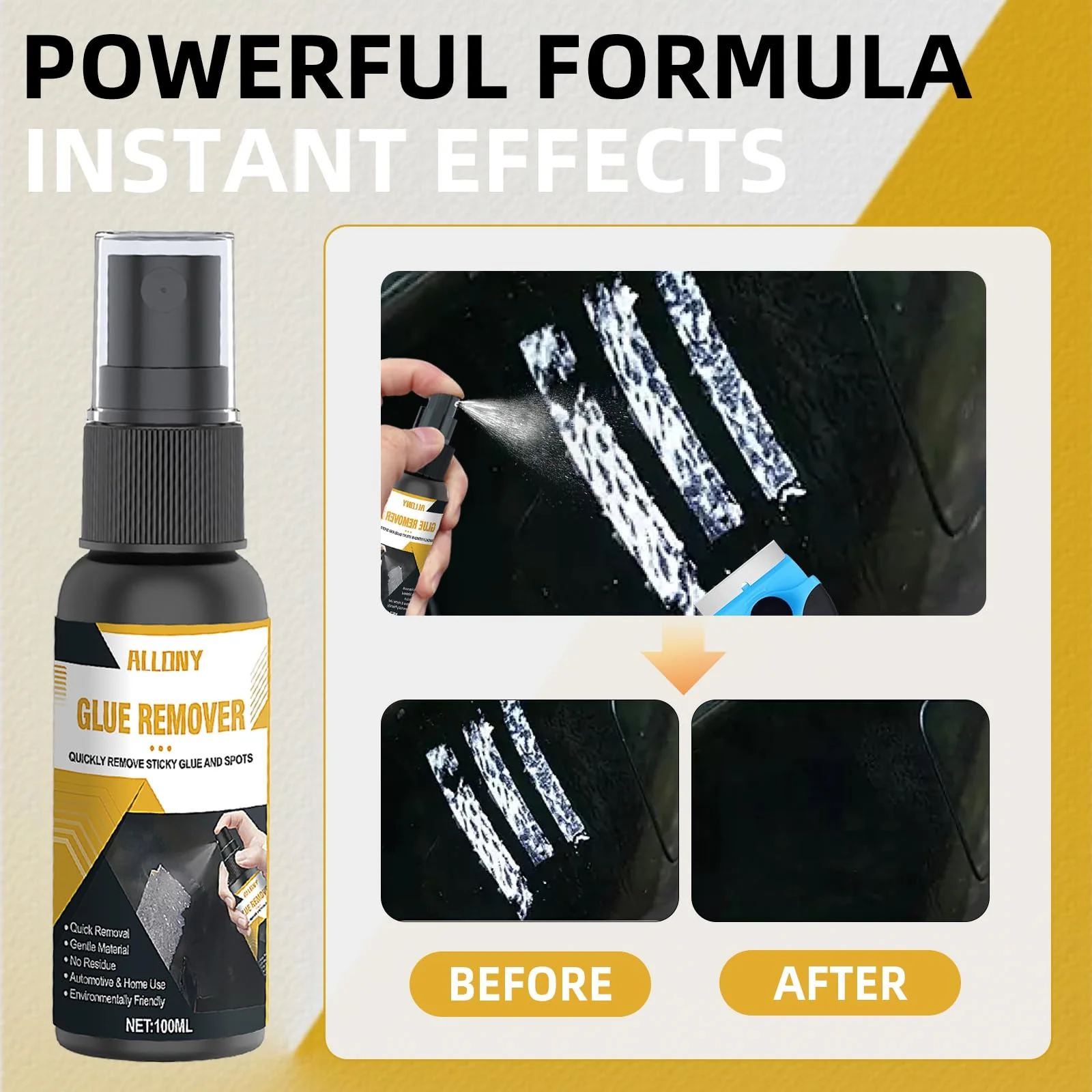 ALLONY 100 ml super glue remover, sticker remover, adhesive residue remover, window frame, adhesive residue remover for stickers and labels effectively removed from surfaces - Image 2