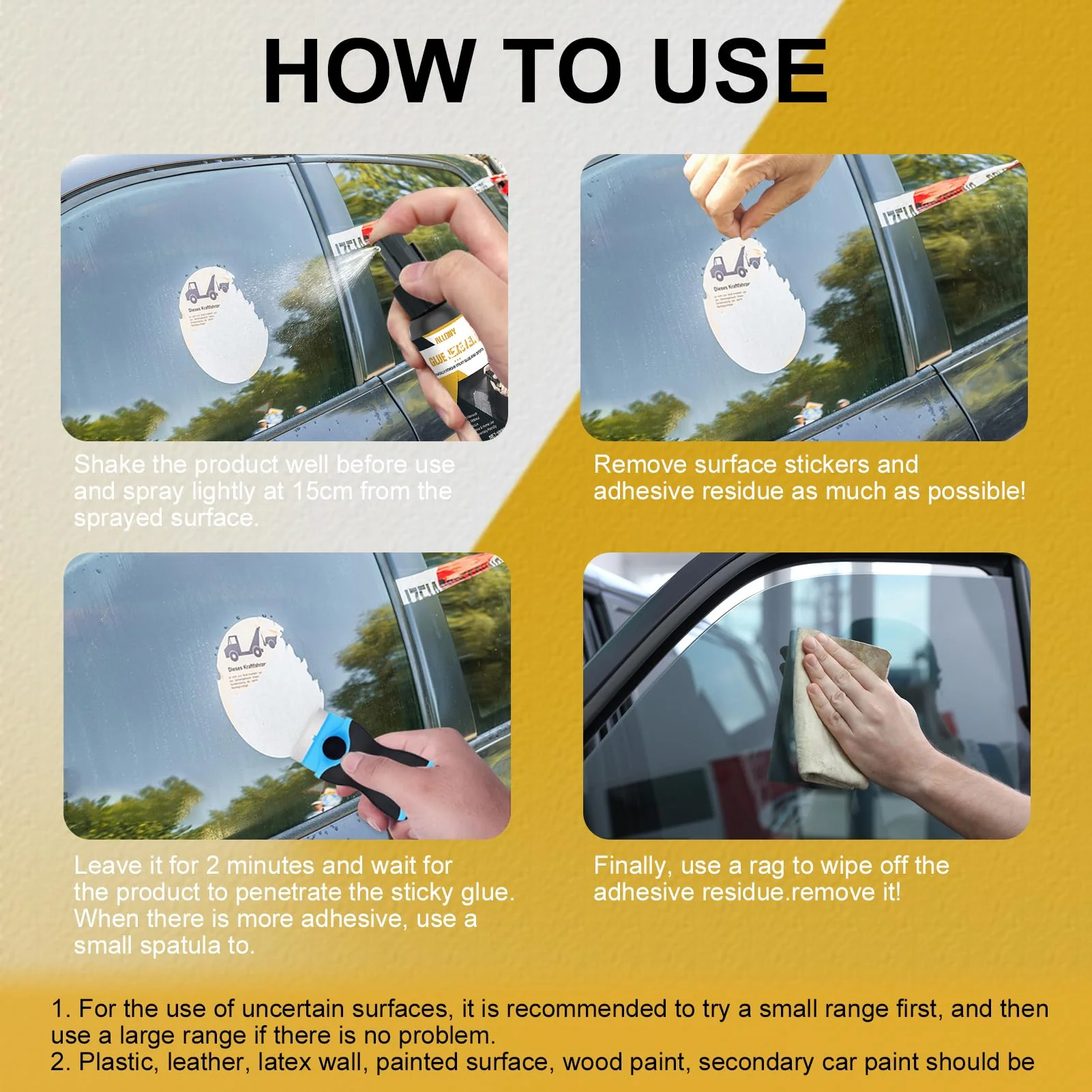 ALLONY 100 ml super glue remover, sticker remover, adhesive residue remover, window frame, adhesive residue remover for stickers and labels effectively removed from surfaces - Image 5