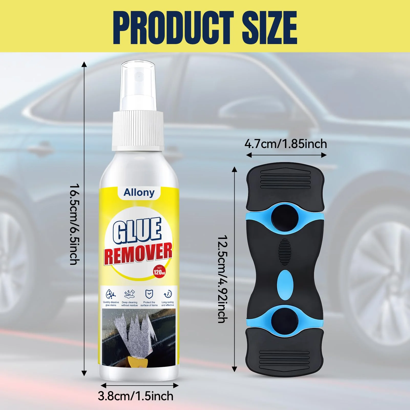 ALLONY Label Remover, Label Remover Spray, Adhesive Remover Extra Strong, Sticker Remover, Carbon Remover with Scraper, Quickly Removes Stubborn Adhesive Residue, Glue Remover - 120 ml - Image 7
