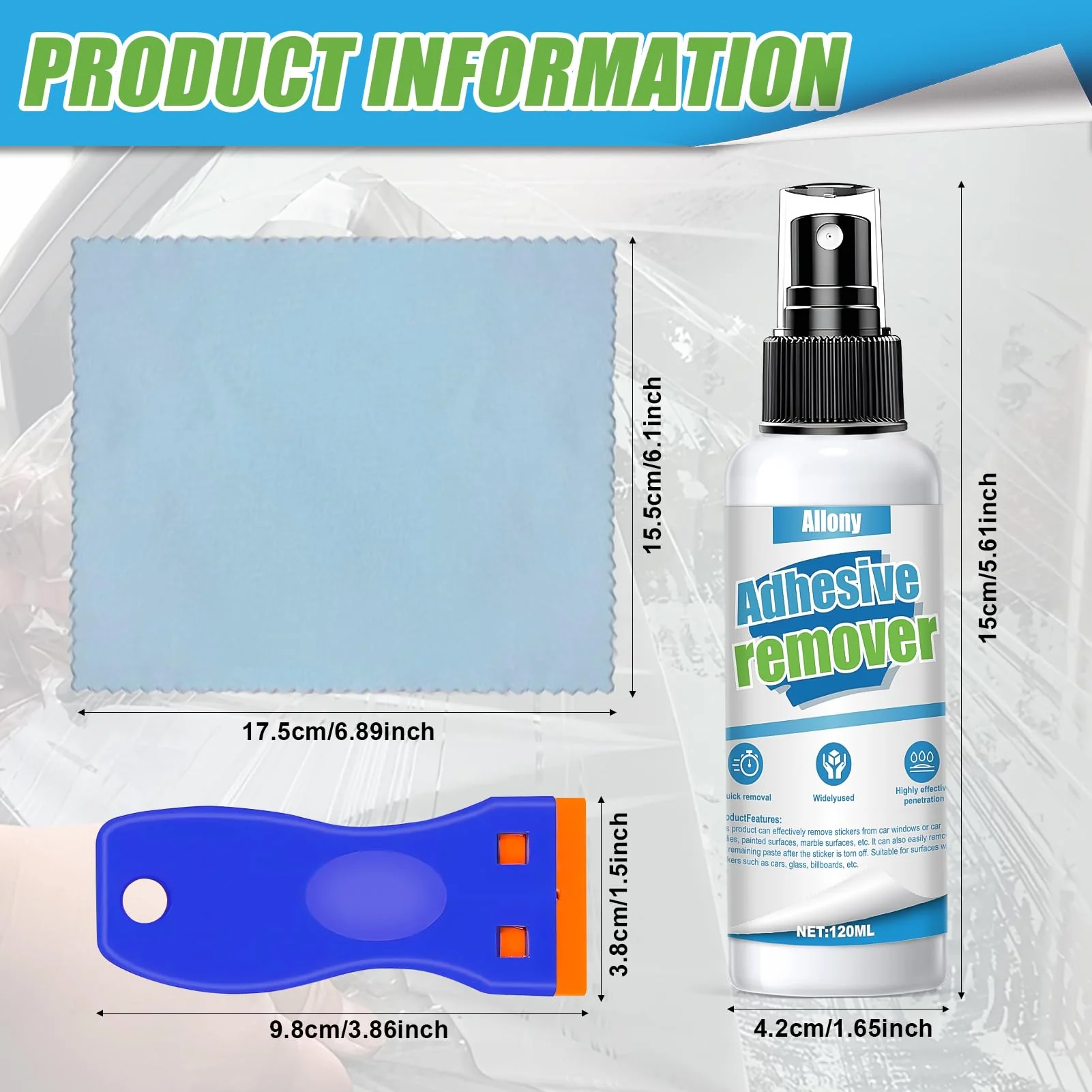 Allony Sticker Remover, Adhesive Residue Remover, Window Frame, Superglue Remover, Sticker Effectively Removes Stickers and Labels from Surfaces 120 ml - Image 7