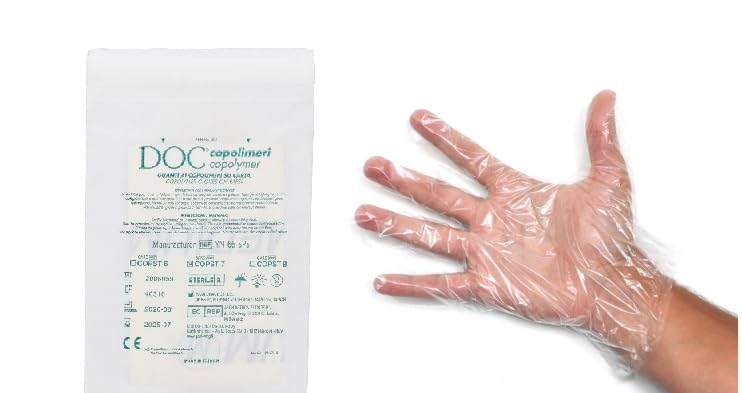 AlmaMedical 10 Pairs Disposable Sterile Copolymer Examination Gloves Powder-Free for Sensitive Skin Large
