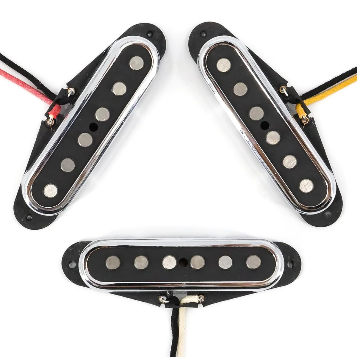 Alnico 5 Strat Pickup Single Coil Pickups Open Style Neck/Middle/Bridge Pickup Set for Stratocaster Electric Guitar Parts Replacement (Chrome Cover) Chrome Cover - Image 6