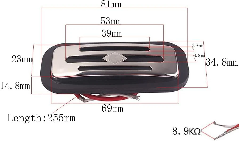 Alnicov Electric Bass Vintage Style Diamond Humbucker Coil Pickups For Guitar Toaster Hofner - Image 3