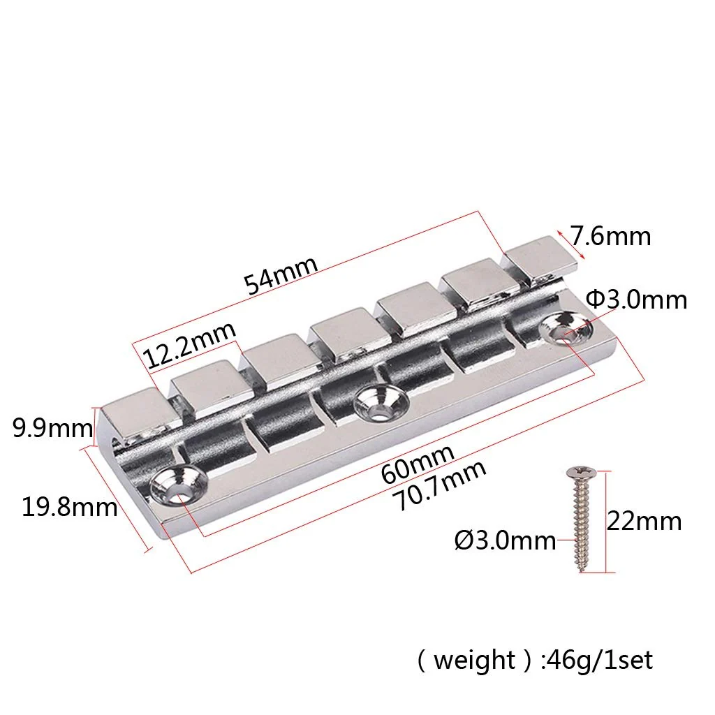 Alnicov Electric Guitar 6 Strings Metal Fixed Hardtail Saddle Bridge for Guitar Parts Chrome - Image 2