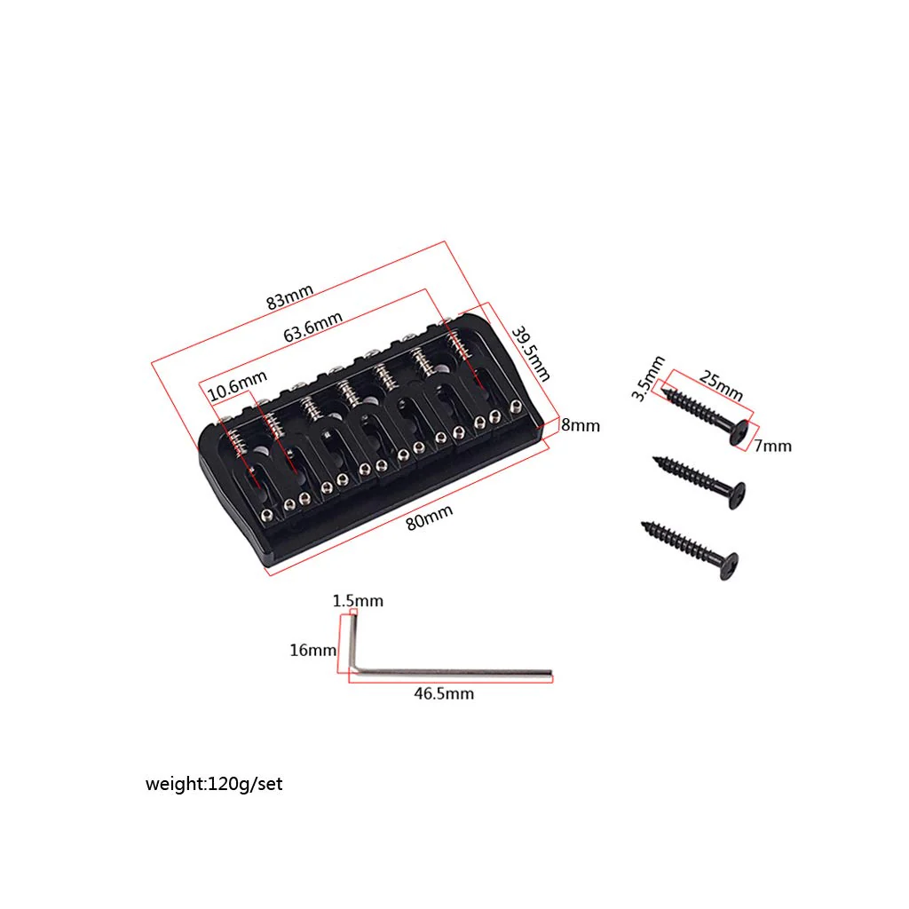 Alnicov Electric Guitar 7 String Saddle Bridge，for Guitar Hardtail Bridges Replacement Part Black - Image 7