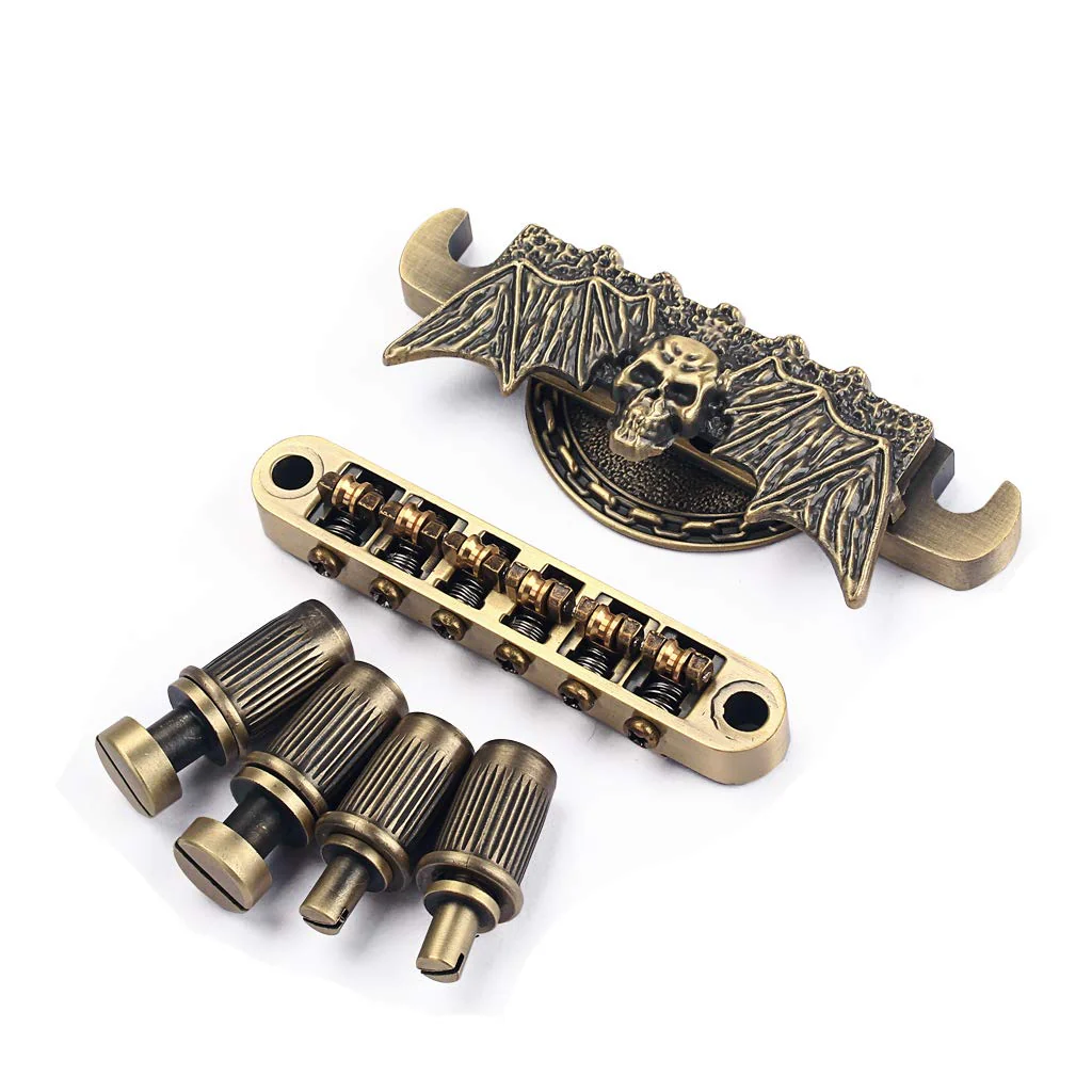 Alnicov Electric Guitar Tailpiece Bridge and Roller Saddle for Guitar Parts Bronze - Image 3