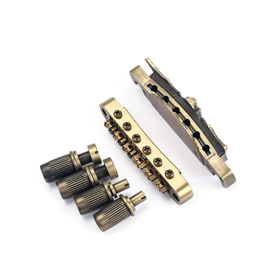 Alnicov Electric Guitar Tailpiece Bridge and Roller Saddle for Guitar Parts Bronze - Image 4