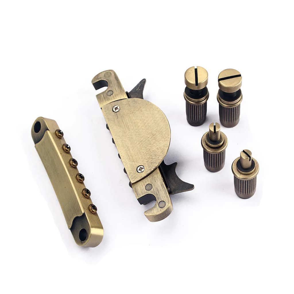 Alnicov Electric Guitar Tailpiece Bridge and Roller Saddle for Guitar Parts Bronze - Image 6