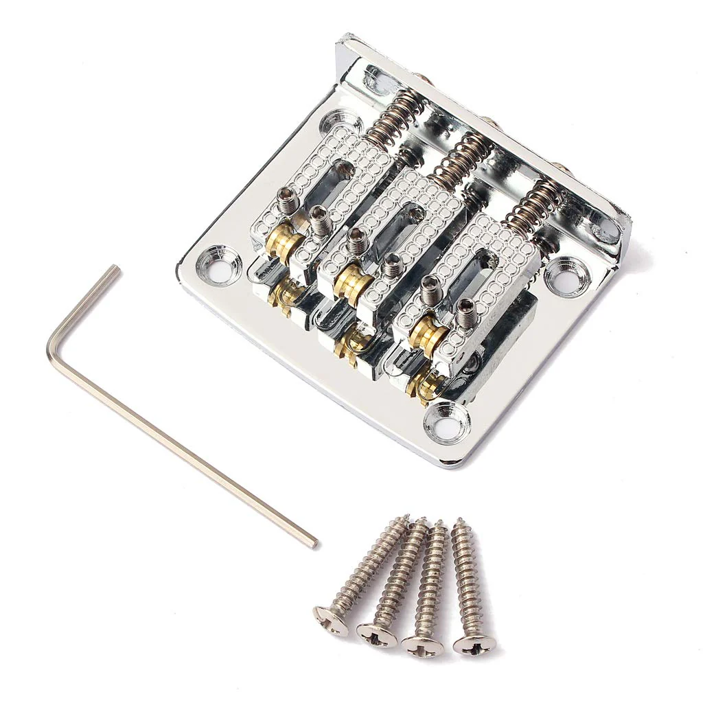 Alnicov Guitar 3 String Ball Bridge，Adjustable Bridge，Cigar Box Guitar Parts，Chrome - Image 2