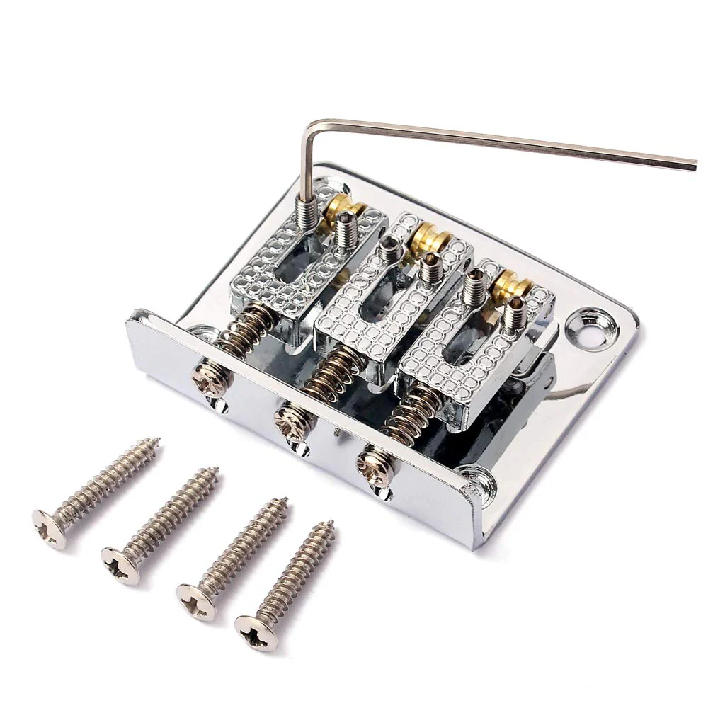Alnicov Guitar 3 String Ball Bridge，Adjustable Bridge，Cigar Box Guitar Parts，Chrome - Image 3