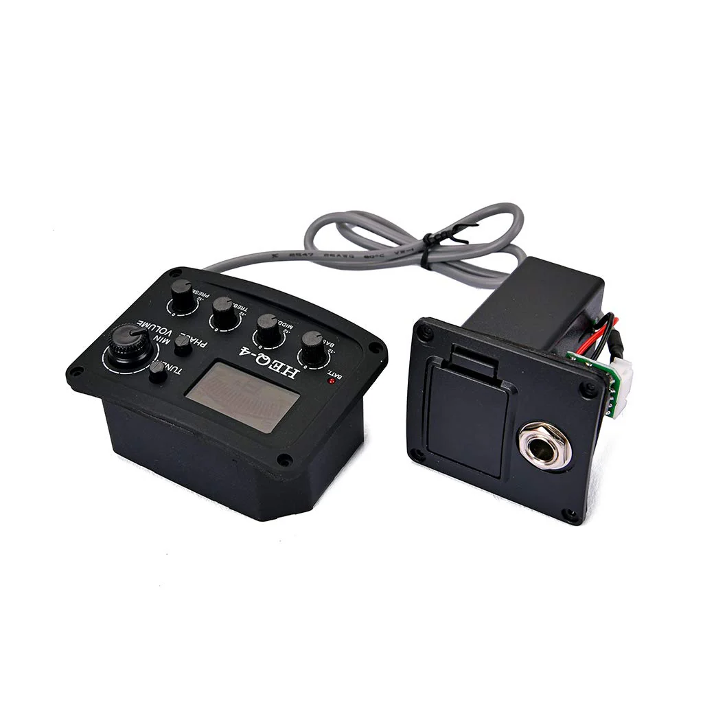 Alnicov Guitar 4-Band EQ Equalizer，HEQ-4 Preamp Amplifier Chromatic Tuner Piezo Pickup Black - Image 2