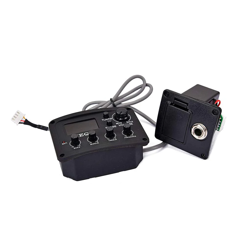 Alnicov Guitar 4-Band EQ Equalizer，HEQ-4 Preamp Amplifier Chromatic Tuner Piezo Pickup Black - Image 4