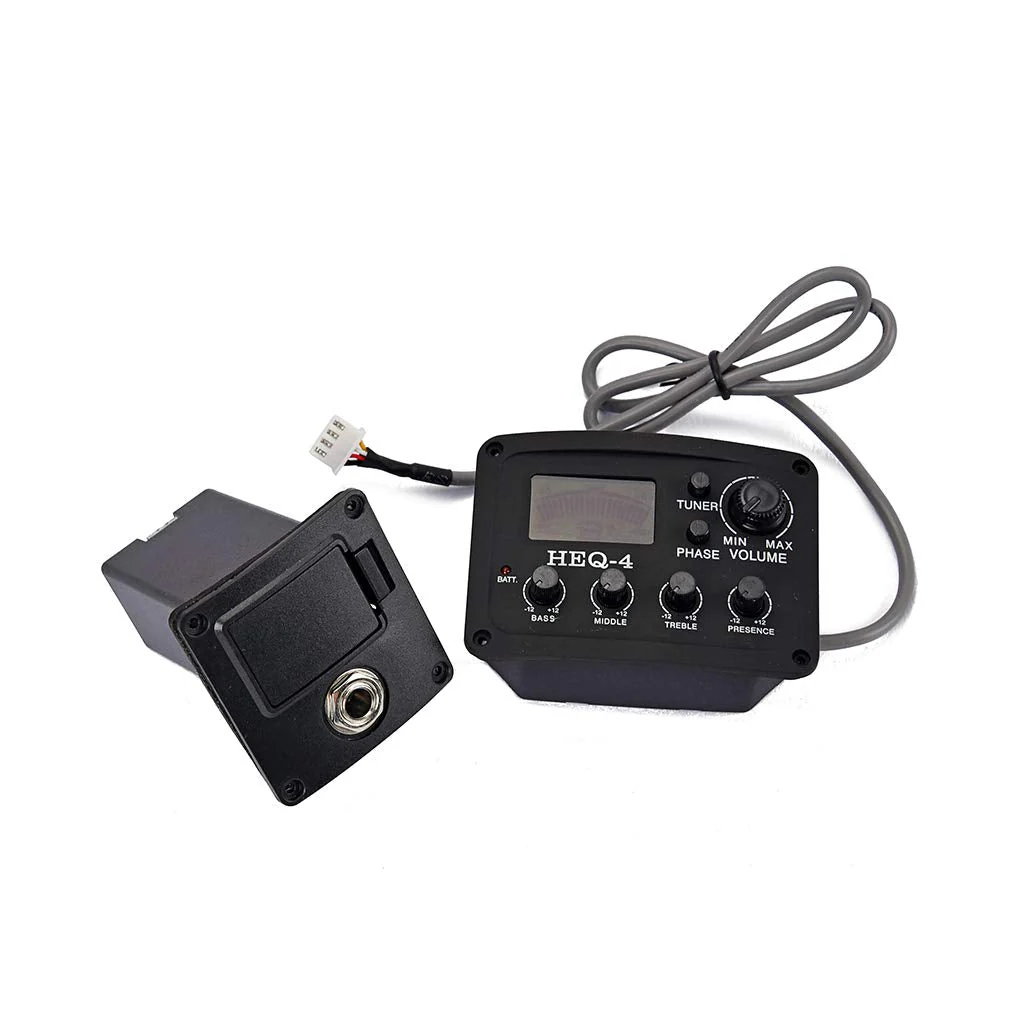 Alnicov Guitar 4-Band EQ Equalizer，HEQ-4 Preamp Amplifier Chromatic Tuner Piezo Pickup Black - Image 5