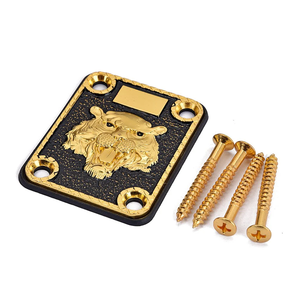 Alnicov Guitar Neck Plate， Guitar Neck Plate Engraved Animal Head Pattern for Electric Guitar - Image 3