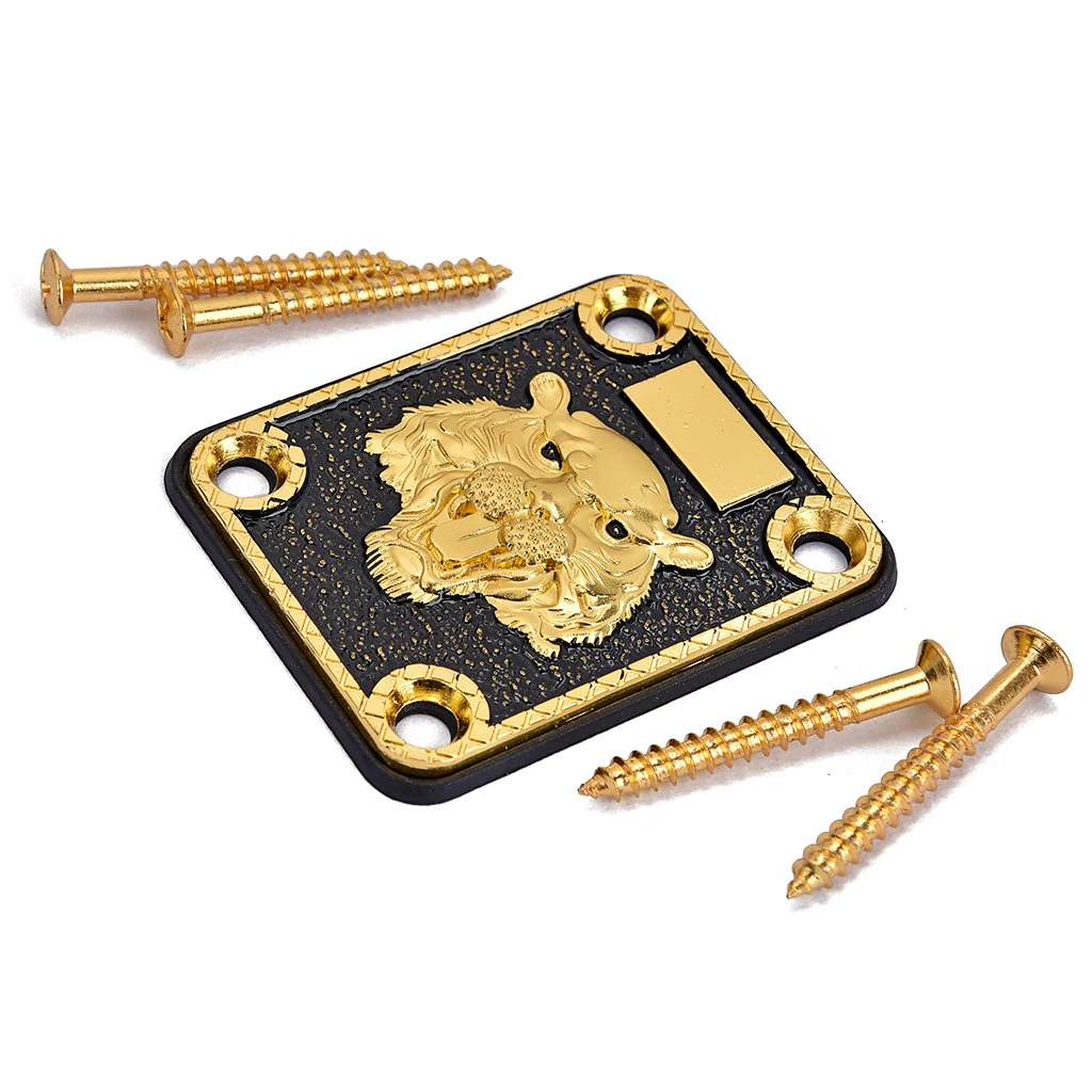 Alnicov Guitar Neck Plate， Guitar Neck Plate Engraved Animal Head Pattern for Electric Guitar - Image 4