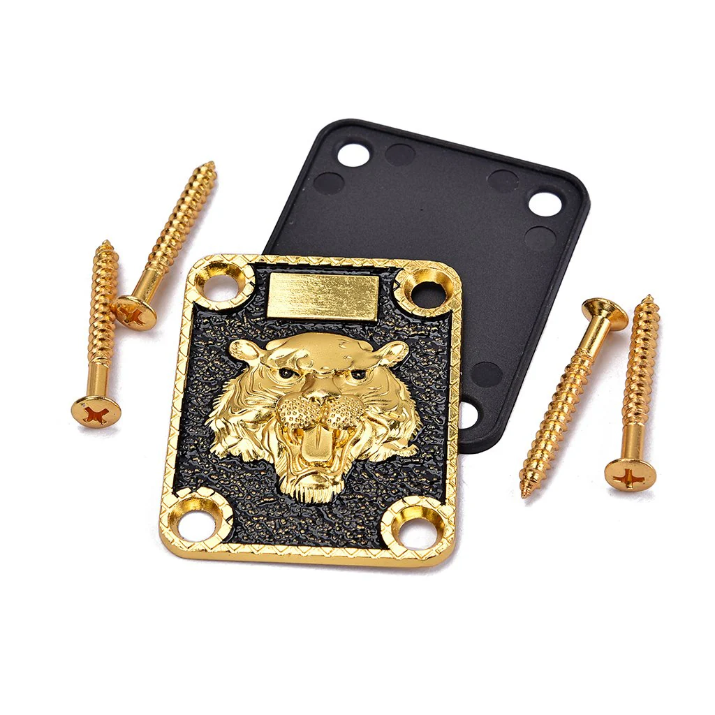 Alnicov Guitar Neck Plate， Guitar Neck Plate Engraved Animal Head Pattern for Electric Guitar - Image 5