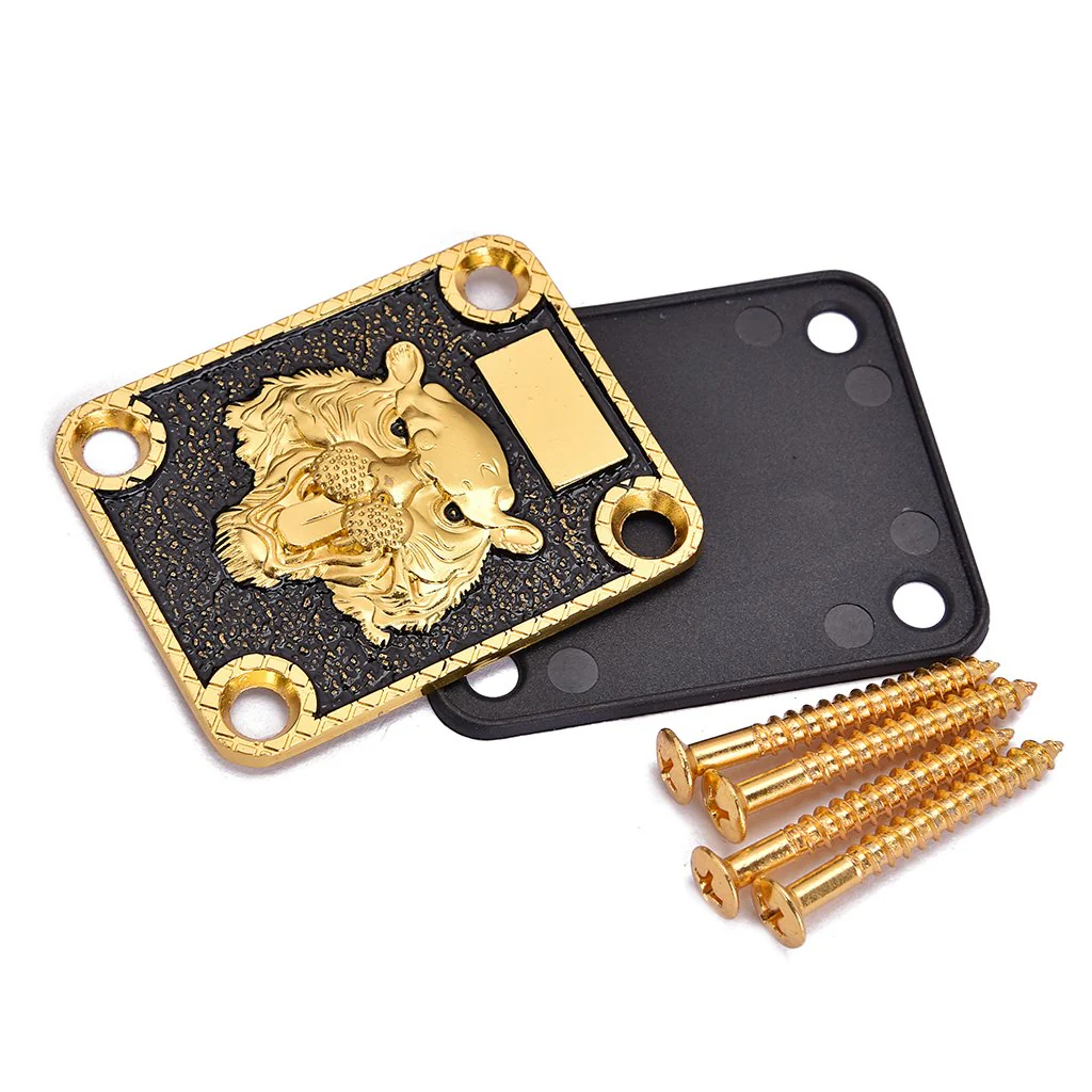Alnicov Guitar Neck Plate， Guitar Neck Plate Engraved Animal Head Pattern for Electric Guitar - Image 6