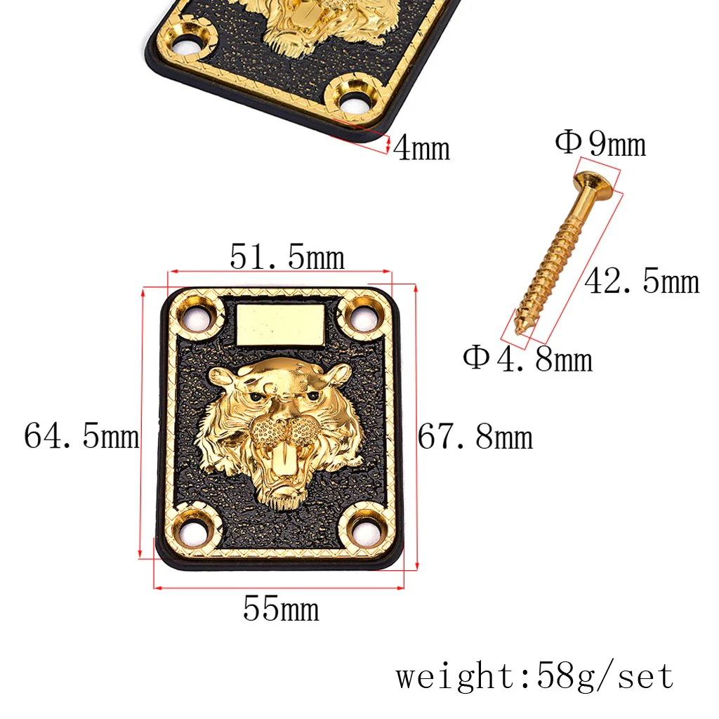 Alnicov Guitar Neck Plate， Guitar Neck Plate Engraved Animal Head Pattern for Electric Guitar - Image 9