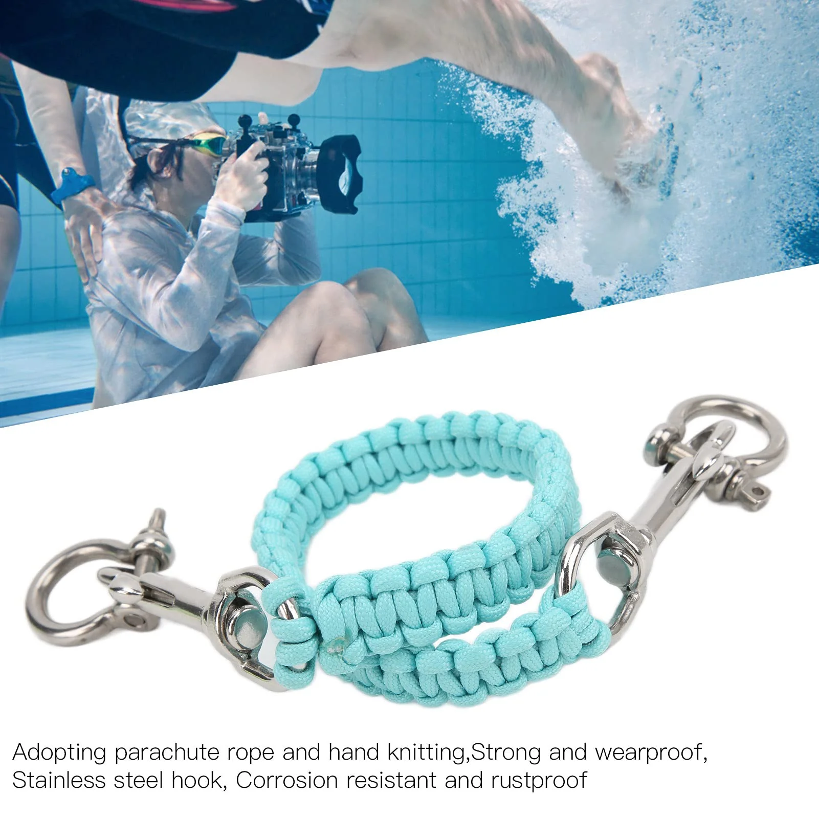Alomejor Diving Camera Handle Rope Bracket Handle Rope Noctilucence Strong Rustproof Anticorrosion Underwater Camera Carry Lanyard Luminous Blue - Image 3