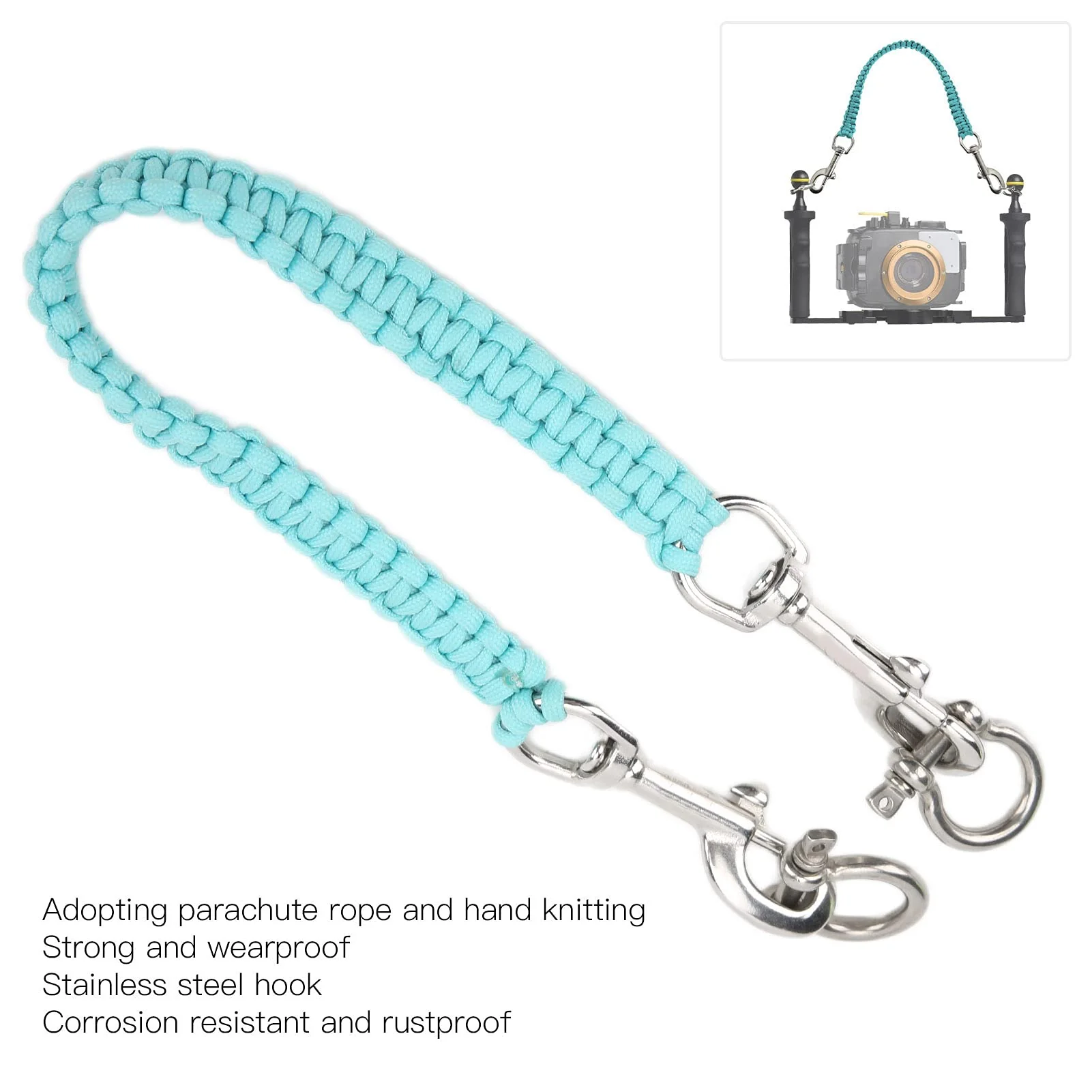 Alomejor Diving Camera Handle Rope Bracket Handle Rope Noctilucence Strong Rustproof Anticorrosion Underwater Camera Carry Lanyard Luminous Blue - Image 6