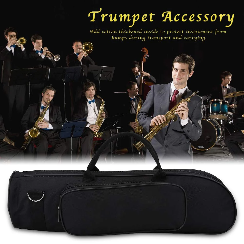 Alomejor Trumpet Bag Oxford Cloth Shockproof Trumpet Case with Shoulder Strap and Gripped Handle for Trumpeter Black - Image 2