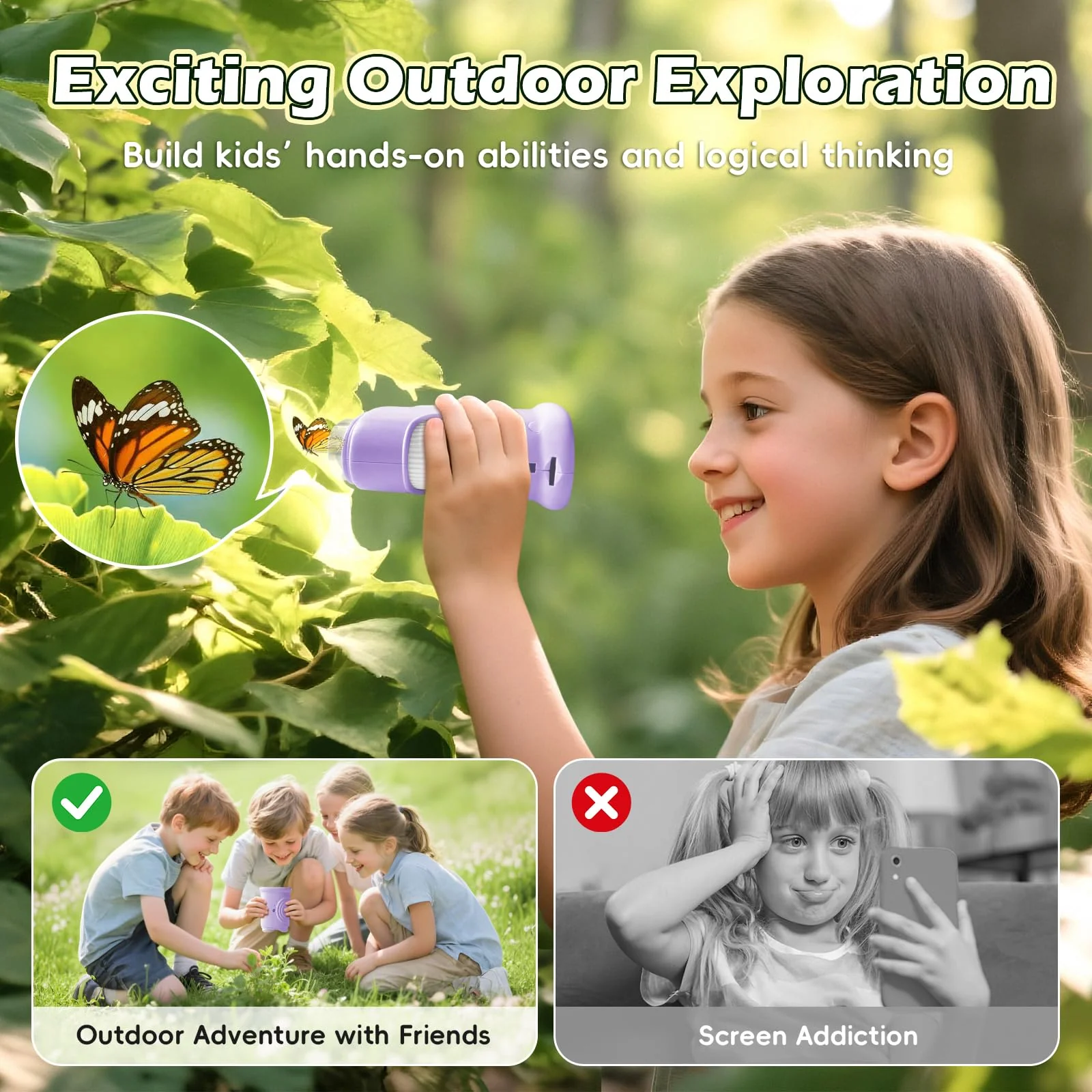 Alotwan Kids Digital Microscope 1000X Zoom, Mini Pocket Handheld Microscope with Camera/Video/Telescope Function, Portable Outdoor Travel Toys for Boys Girls 3-8 Years STEM Gifts, 8GB SD Card Included Purple - Image 6