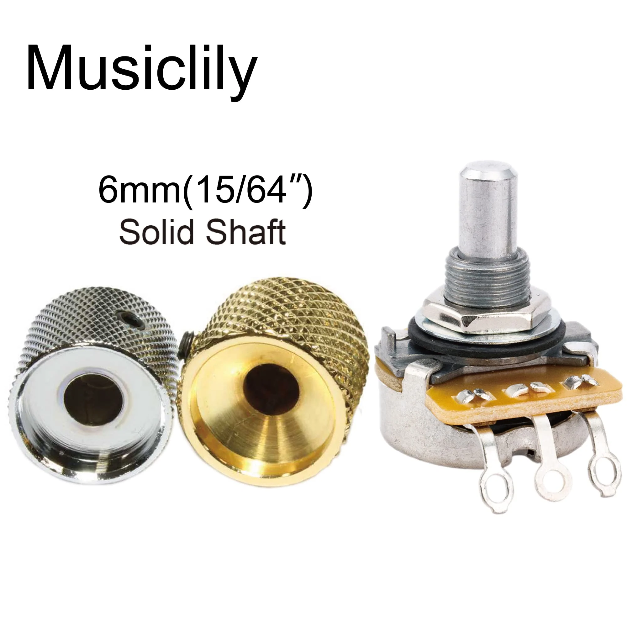 Alpha A250K Pots Metric Solid Standard Shaft 9.5mm Audio Taper Potentiometers for Electric Guitar Bass (Set of 10) A250K Solid Shaft 9.5mm - Image 3