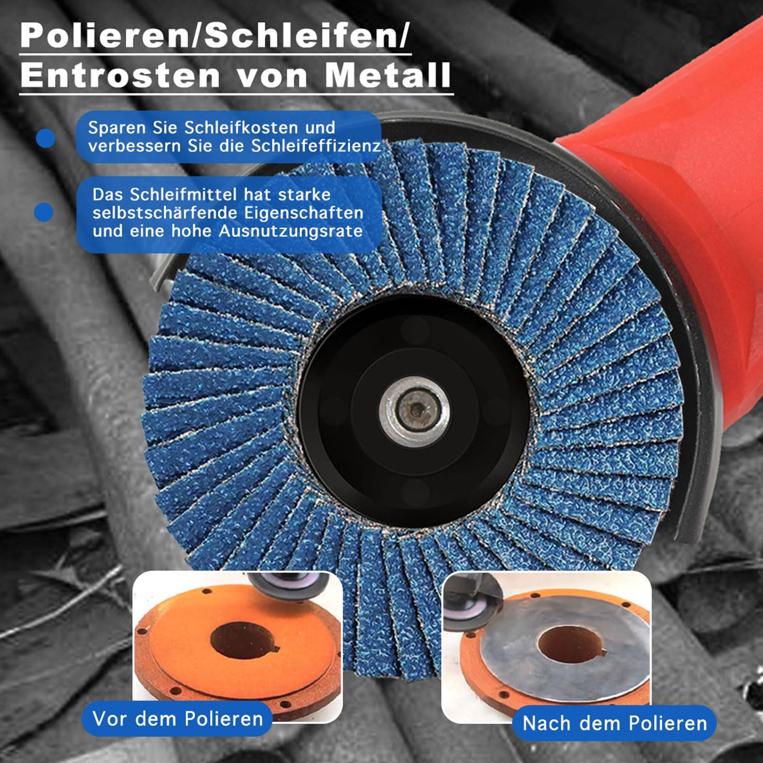 Alrens Pack of 12 Flap Discs, Flap Discs, Sanding Discs, Sanding Mop Disc, 75 mm x 10 mm, Grit 40/60/80/120 Mixing Set, Sanding Mop Discs Flap Disc for 3 Inch Angle Grinder - Image 5