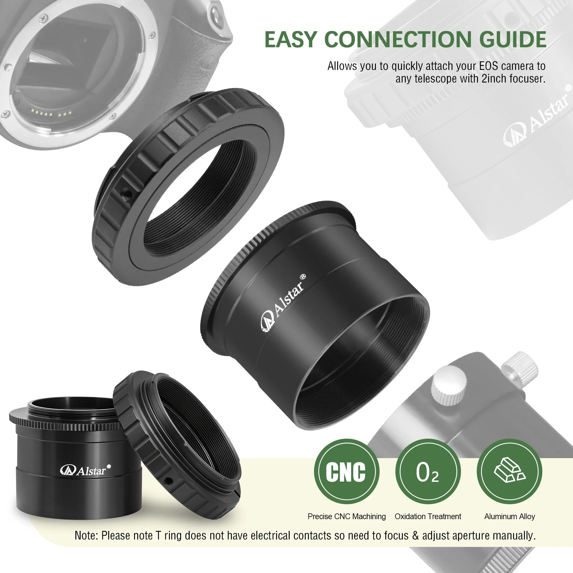 Alstar M42 to 2 inch Telescope Adapter - T2 Mount Adapter M42 to 2 Inch for All Canon EOS SLR DSLR Cameras - Image 3
