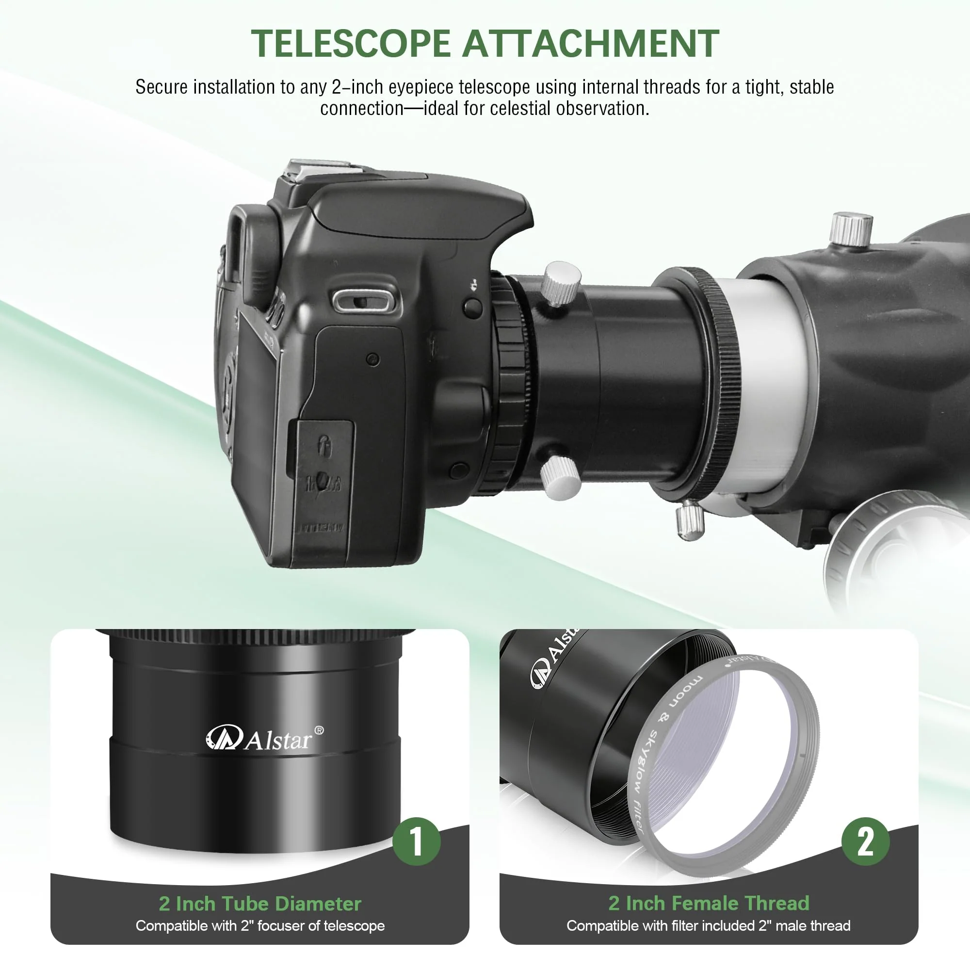 Alstar M42 to 2 inch Telescope Adapter - T2 Mount Adapter M42 to 2 Inch for All Canon EOS SLR DSLR Cameras - Image 6