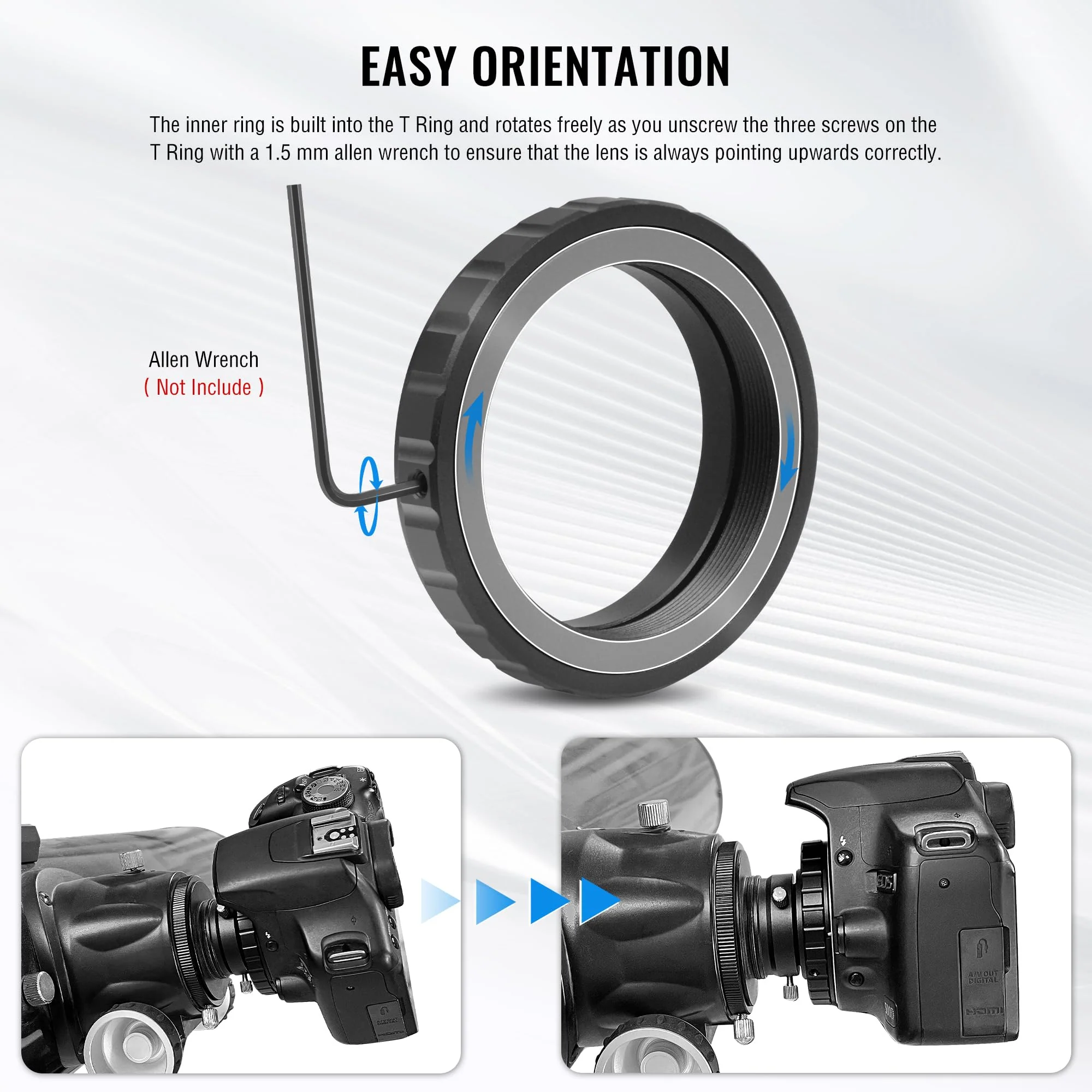 Alstar Telescope Photo Adapter for Nikon SLR/DSLR Cameras, T Mount Telescope Camera Adapter Include T2 T Ring for DSLR and T Adapter, 1.25 Inch Telescope Accessory for Astrophotography - Image 5