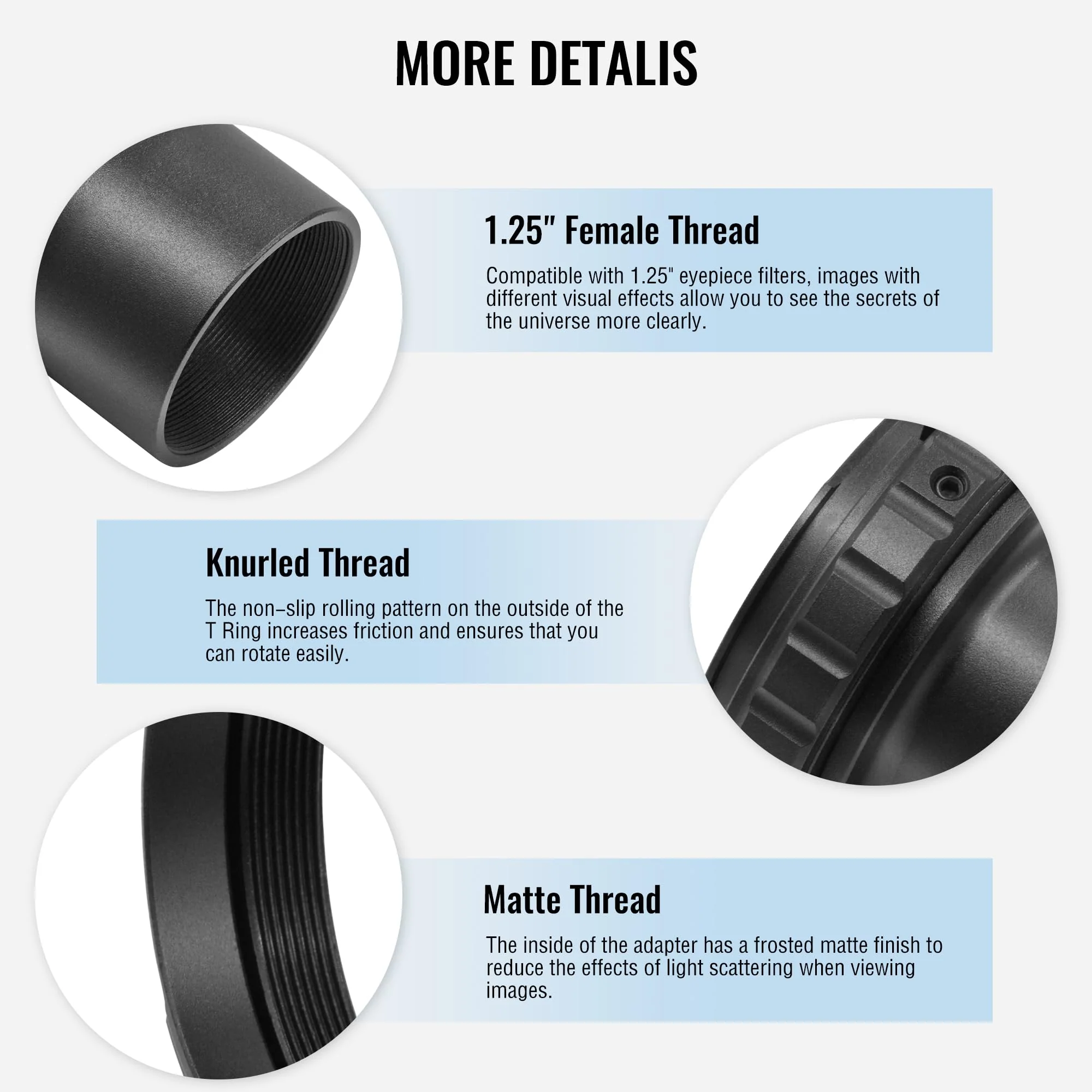 Alstar Telescope Photo Adapter for Nikon SLR/DSLR Cameras, T Mount Telescope Camera Adapter Include T2 T Ring for DSLR and T Adapter, 1.25 Inch Telescope Accessory for Astrophotography - Image 7