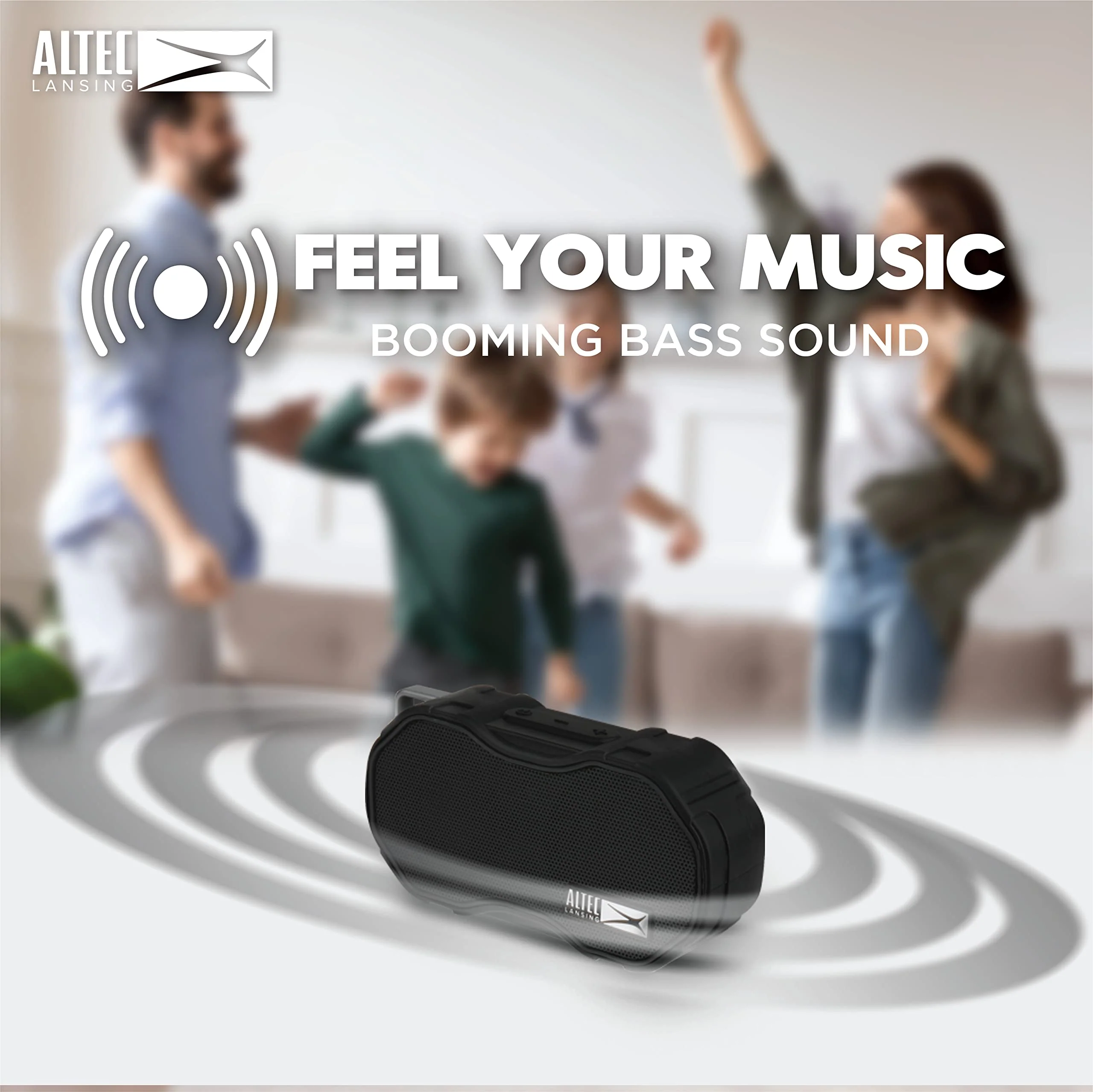 Altec Lansing - Baby Boom Waterproof Bluetooth Speaker, Wireless & Portable for Travel & Outdoor Use, Deep Bass & Loud Sound, 1 Pack (Black) Black - Image 7