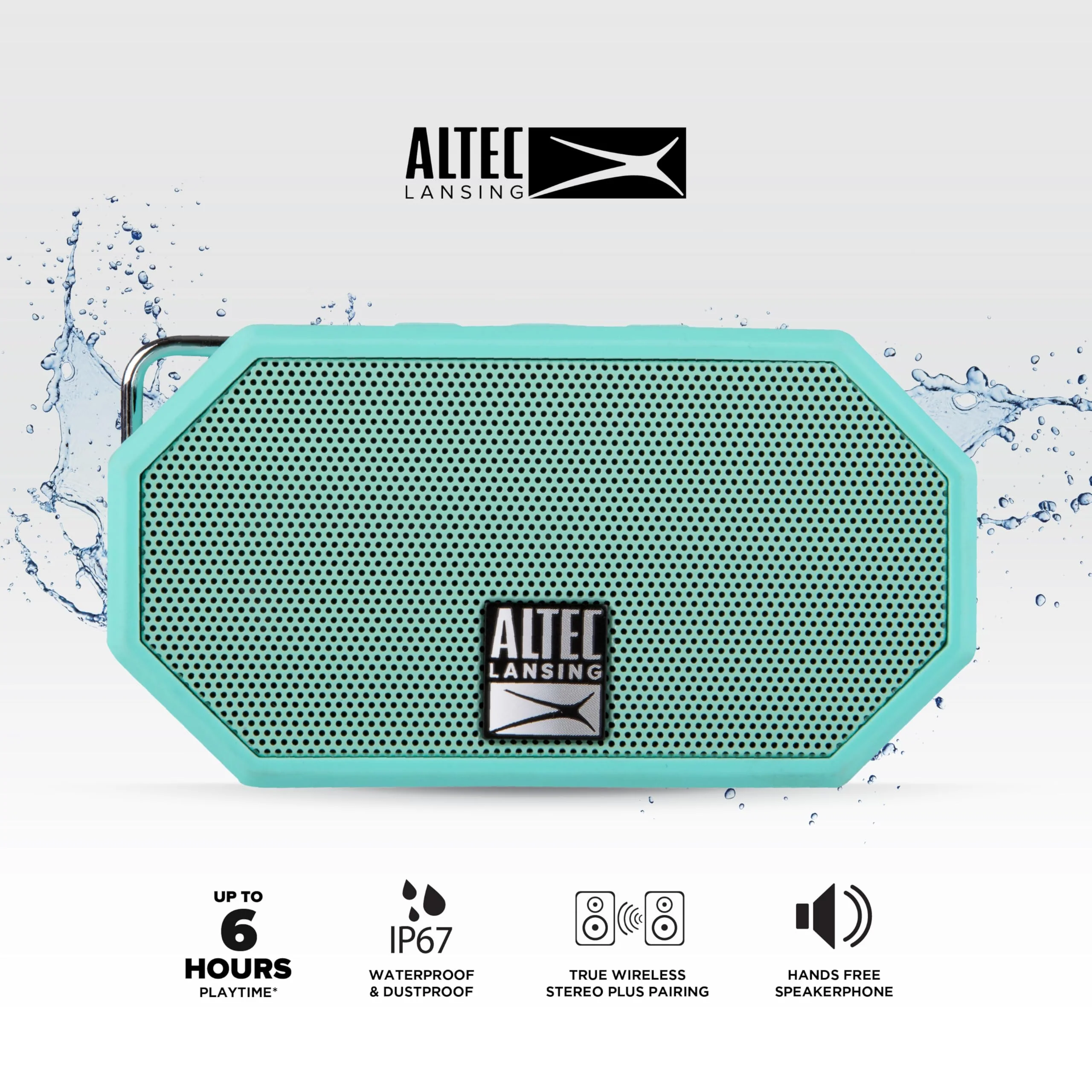 Altec Lansing Mini H2O - Waterproof Bluetooth Speaker, IP67 Certified & Floats in Water, Compact & Portable Speaker for Hiking, Camping, Pool, and Beach Mint - Image 2