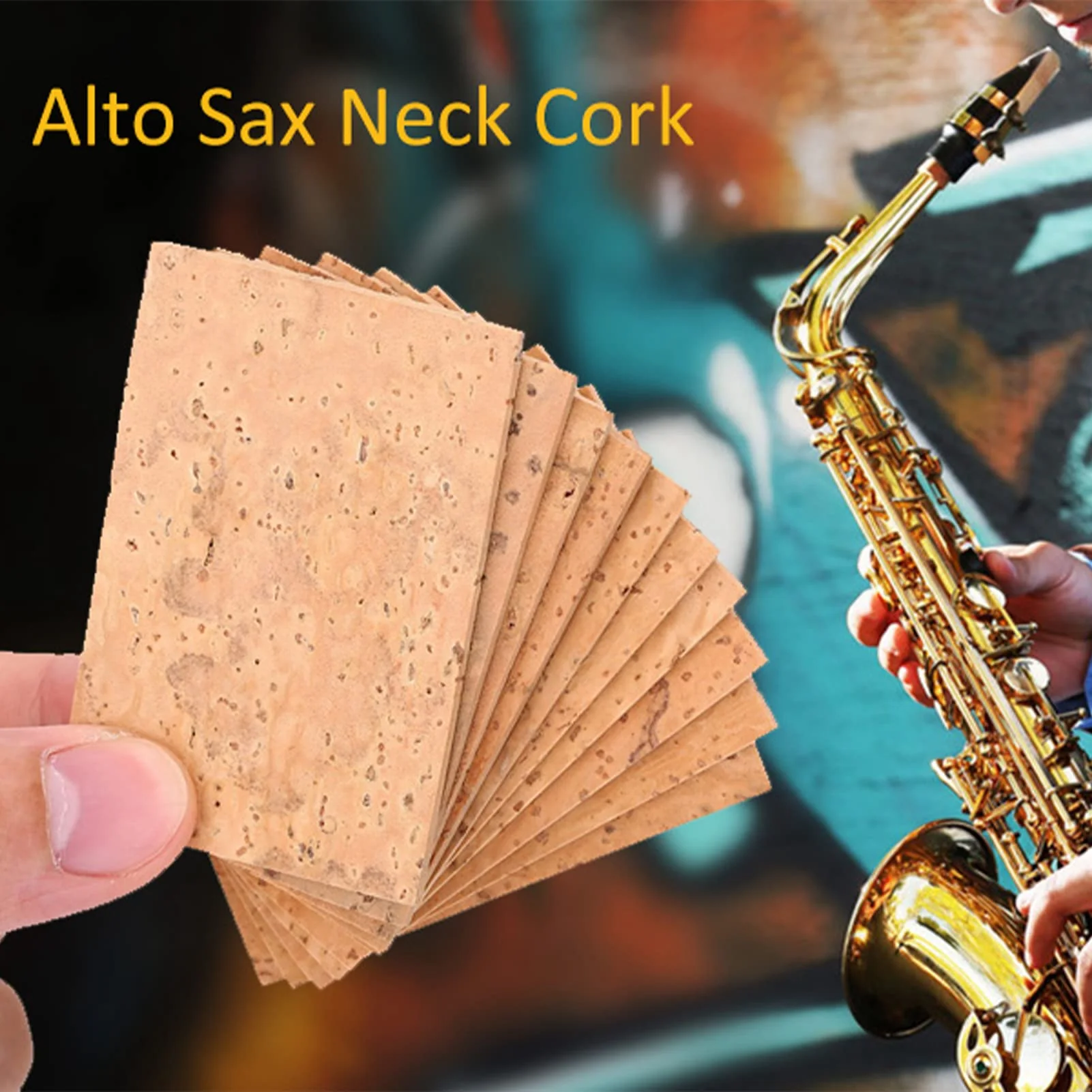 Alto Sax Neck Cork, 10pcs Saxophone Neck Cork, Universal Sax Joint Cork Sheet, Saxophone Cork Replacement Kit for Alto/Soprano/Tenor Saxophone - Image 3
