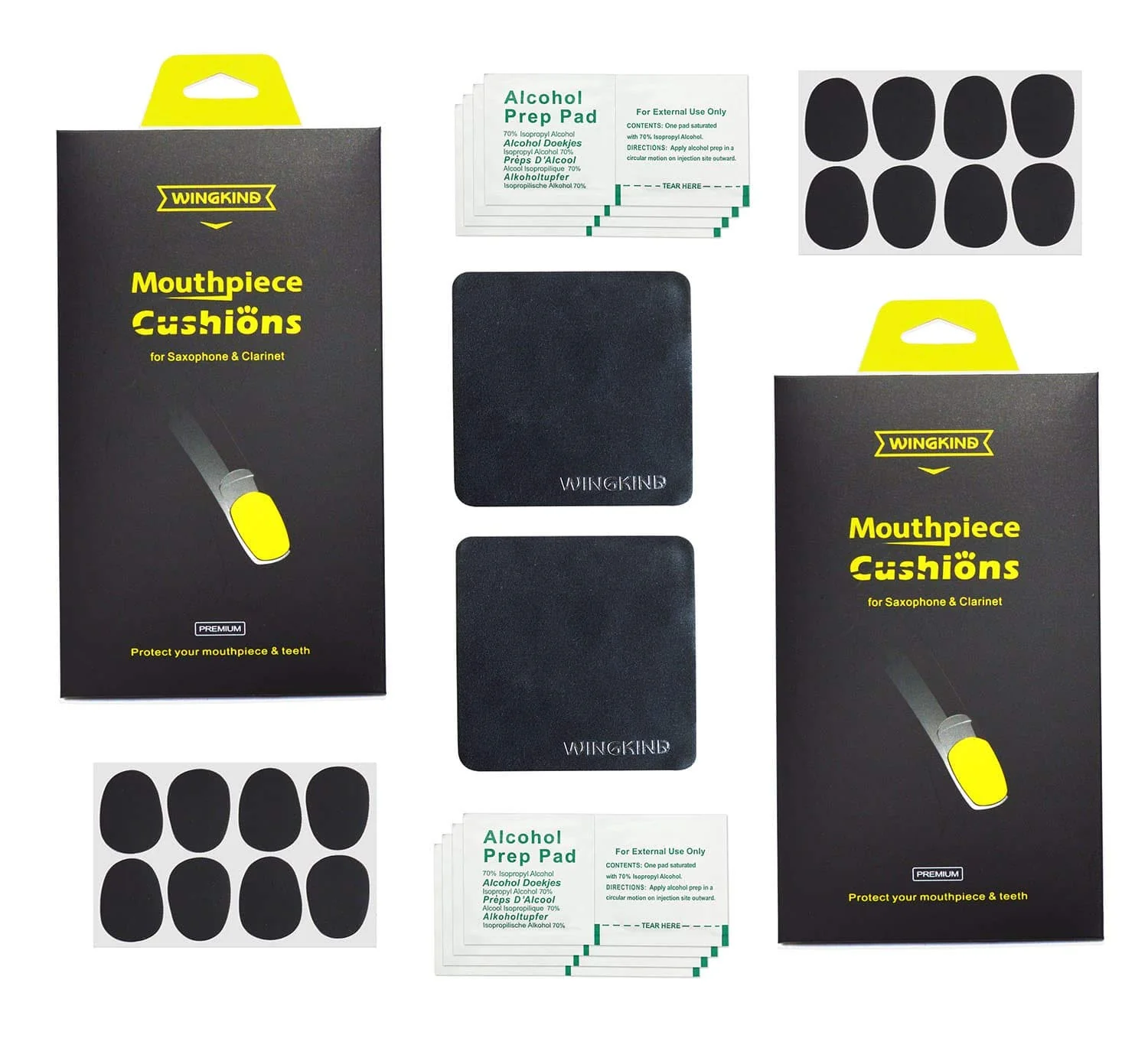 Alto/Tenor Saxophone & Clarinet Mouthpiece Cushions Patches Pads, 0.8mm Black (16 pieces) - Image 2