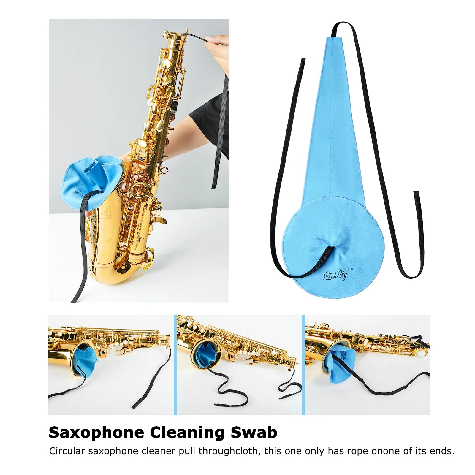 Alto/Tenor/Soprano Saxophone Cleaning Swab Kit,Clarinet Flute Trumpet Cleaning Kit with Case for Wind & Woodwind Instruments, Combo Including Sax Cleaning Microfiber Cloth,Mouthpiece Brush,Gloves - Image 2