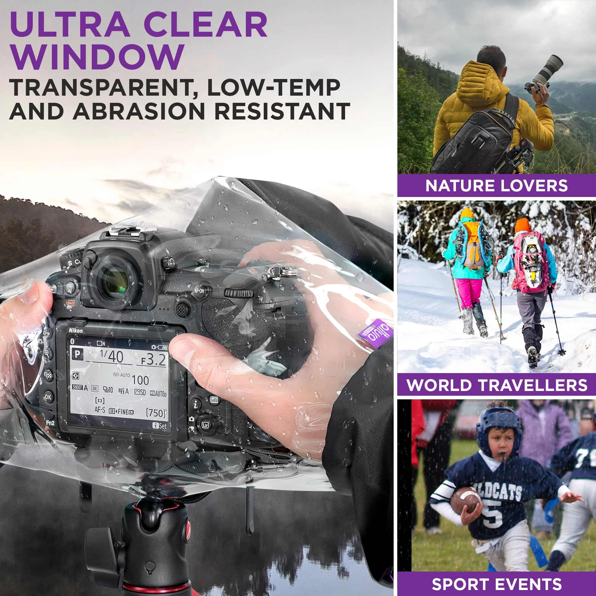 Altura Photo Camera Rain Cover - Professional Waterproof Lens Jacket Covers with Dual Hand Sleeves and Full-Length Zipper - Weather Protector for Canon Nikon Sony Fujifilm DSLR & Mirrorless Cameras - Image 4