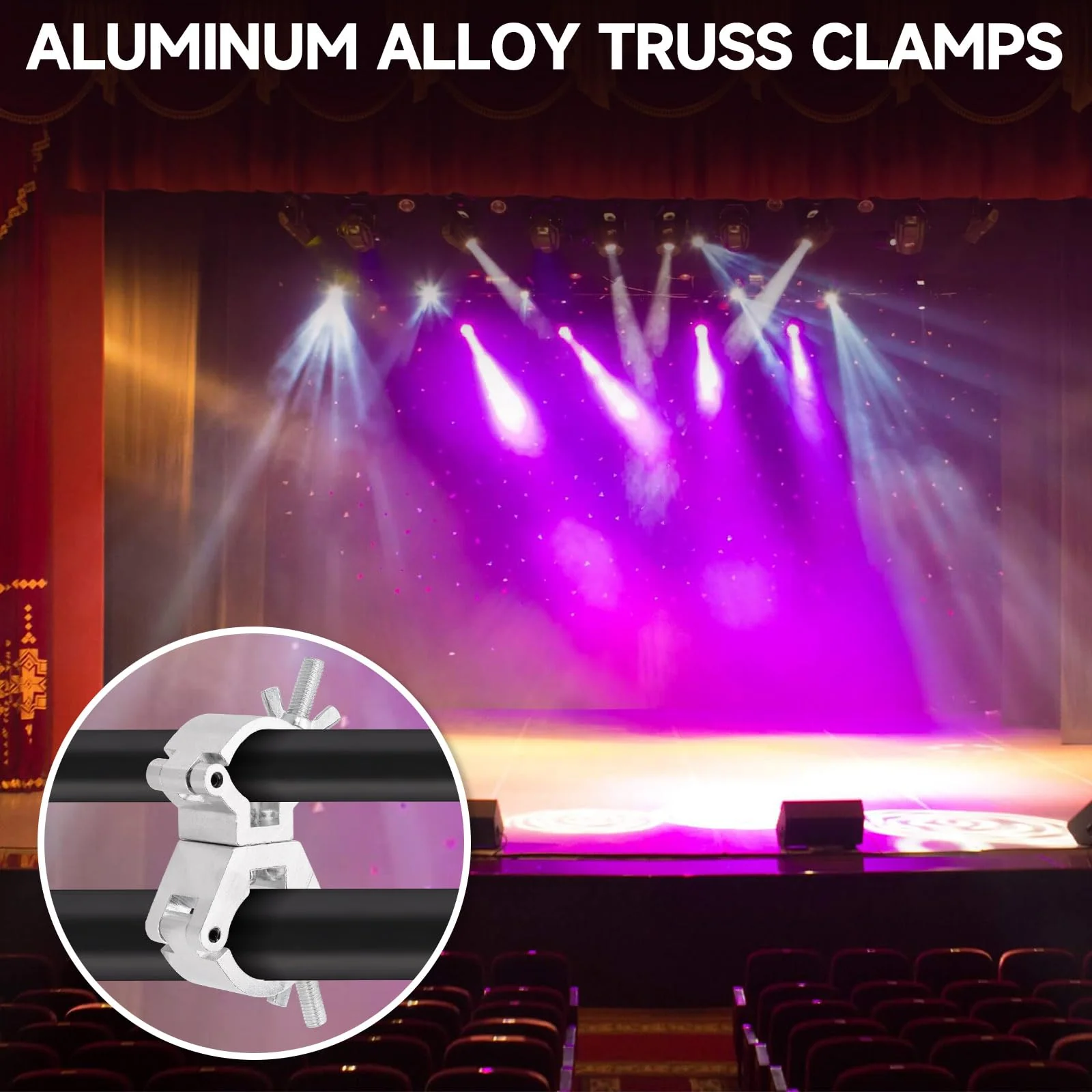 Aluminum Alloy Stage Lighting Truss Clamps - Maximum Load 220 Lbs and Fits 0.98-1.18 Inches or 1.18-1.41 Inches OD Tubing - Swivel Double-Head Coupler Suitable for Stages/Djs/Speaker/Pubs 0.98-1.18Inch/1.18-1.41Inch - Image 4
