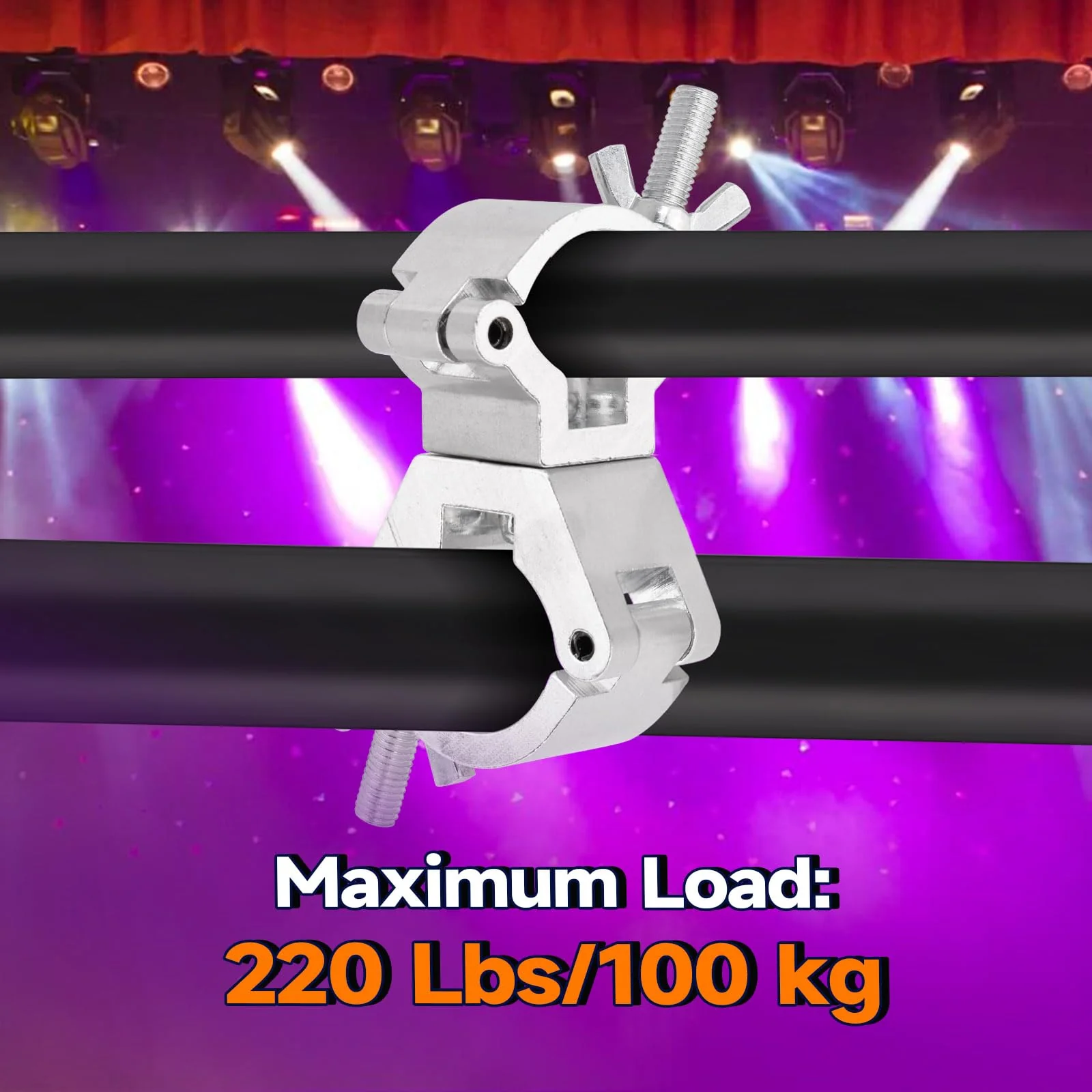 Aluminum Alloy Stage Lighting Truss Clamps - Maximum Load 220 Lbs and Fits 0.98-1.18 Inches or 1.18-1.41 Inches OD Tubing - Swivel Double-Head Coupler Suitable for Stages/Djs/Speaker/Pubs 0.98-1.18Inch/1.18-1.41Inch - Image 5